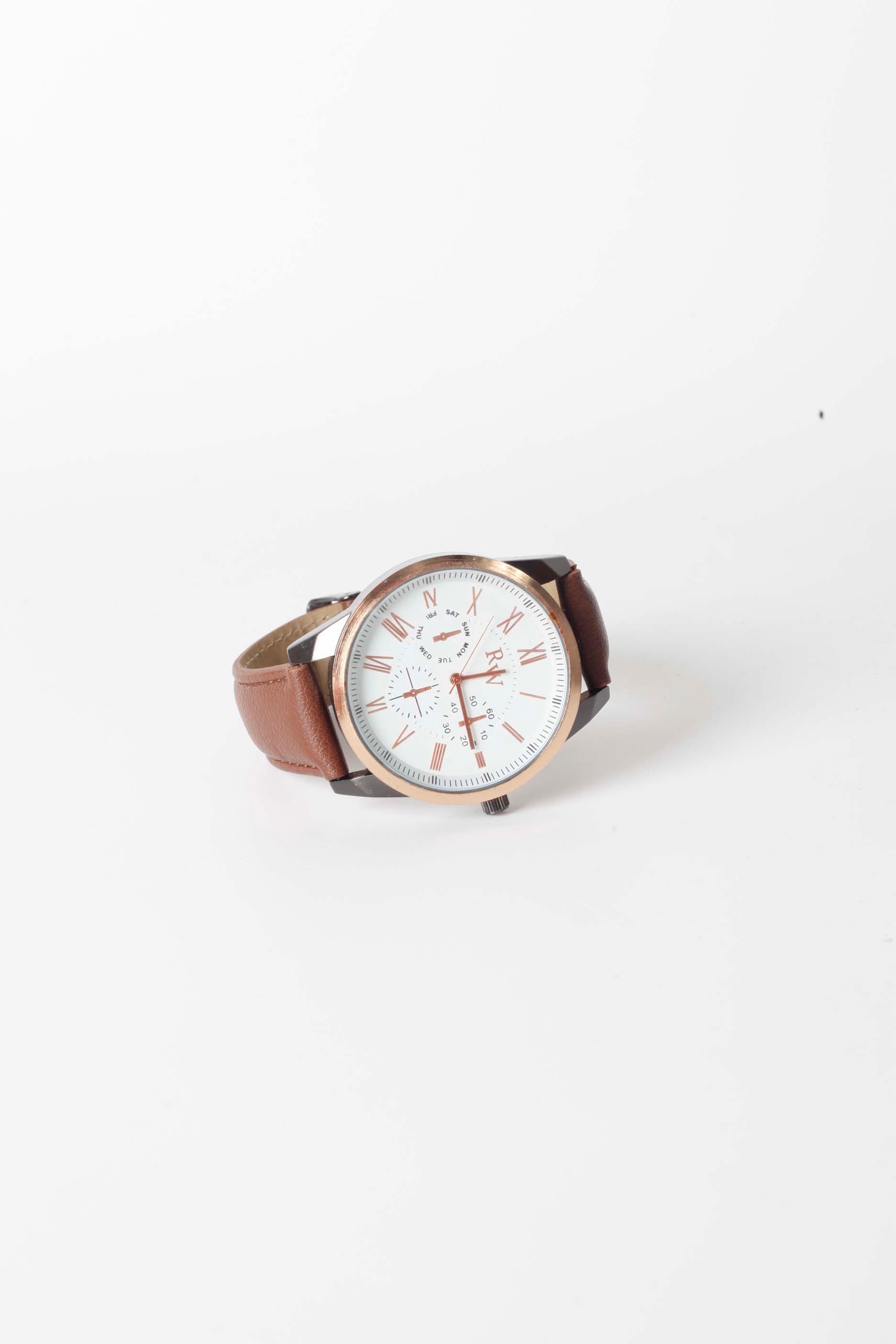 Mens Watch with Brown Leather Strap