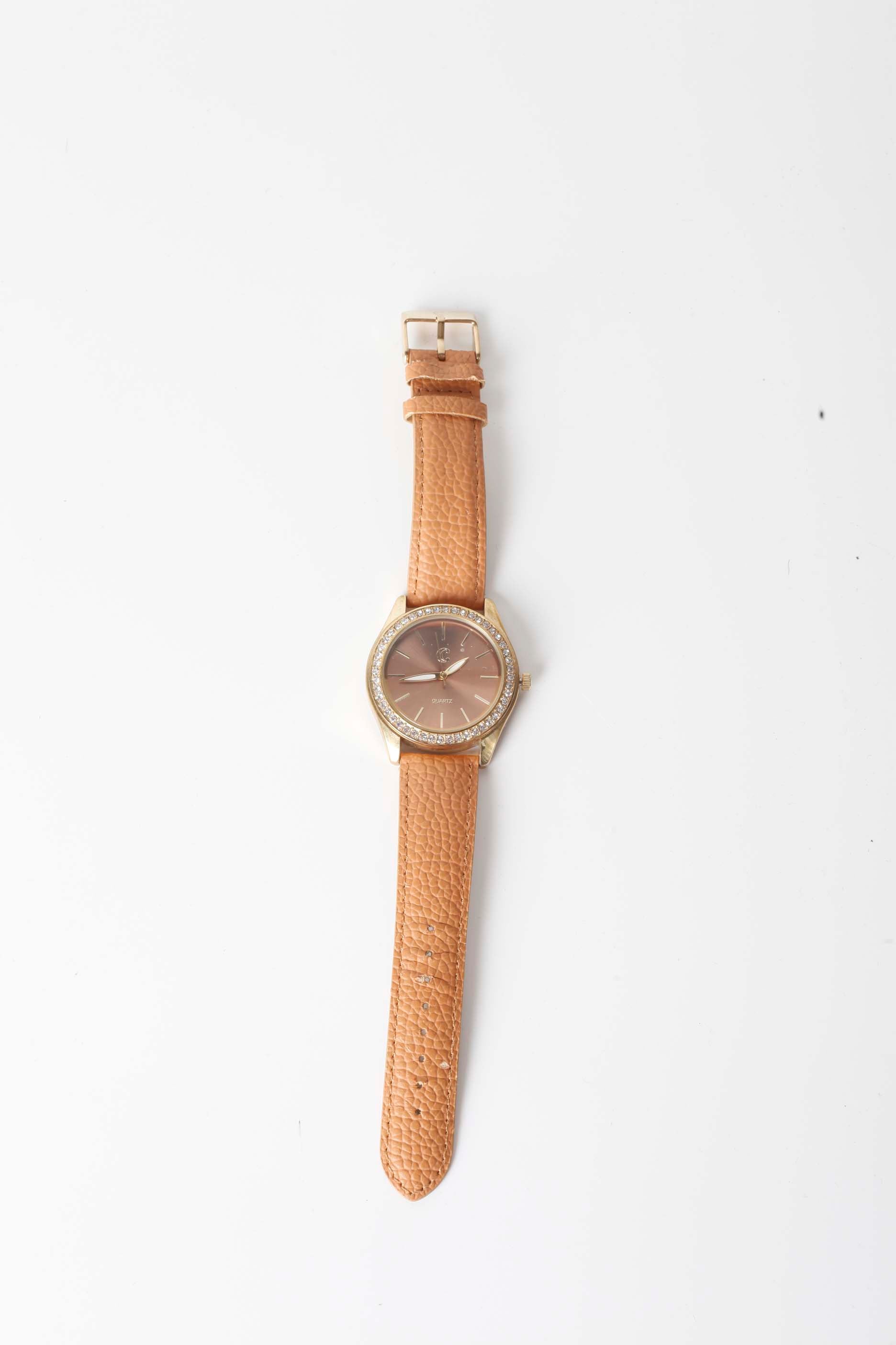 Womens Fashion Watch with Brown Leather Strap