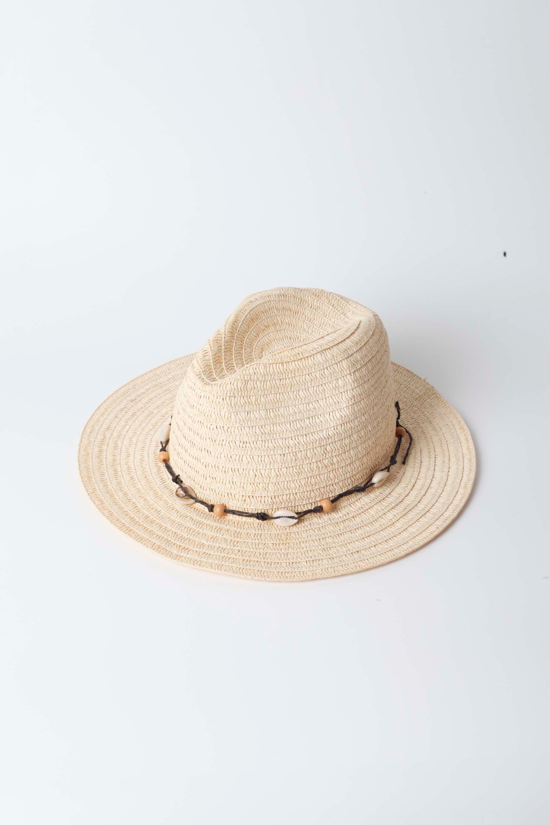 Straw Cowboy Hat with Shells