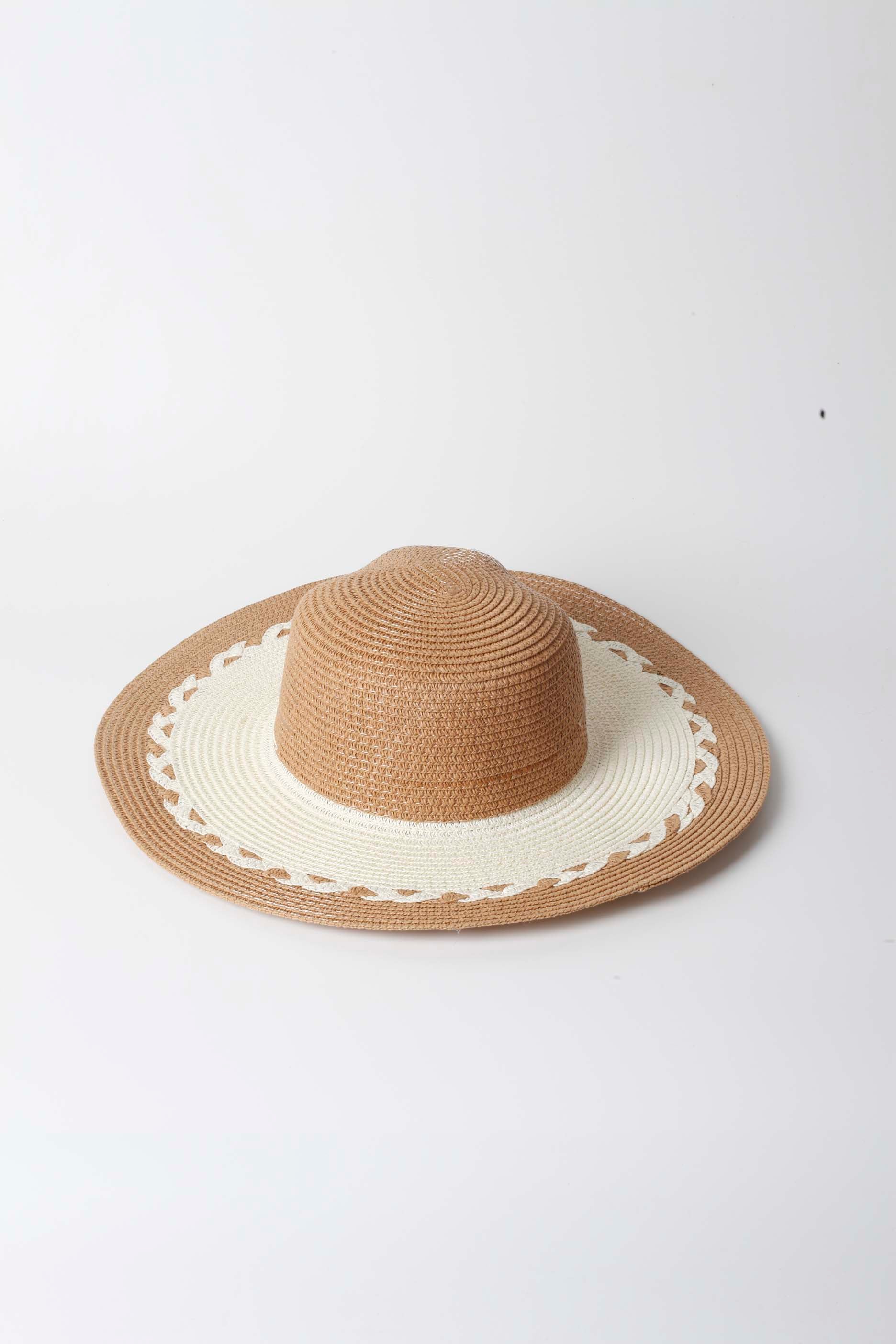 Brown and Cream Straw Hat