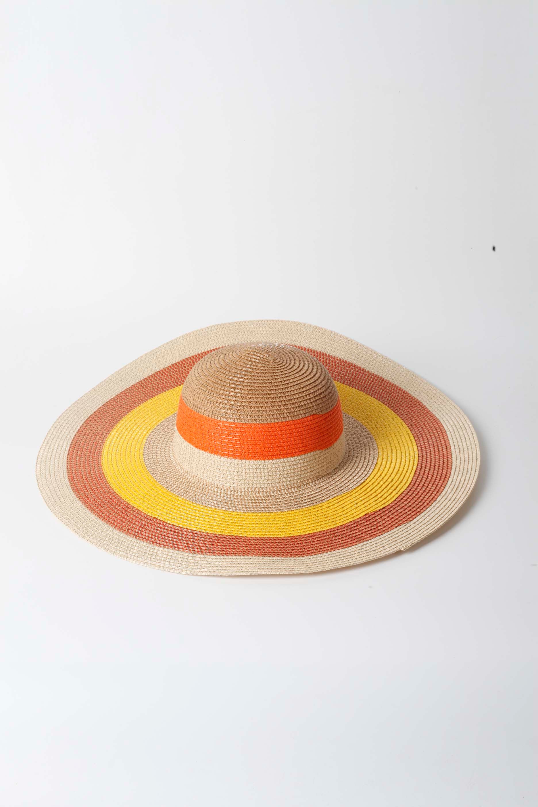 Red-Orange Striped Straw Hat