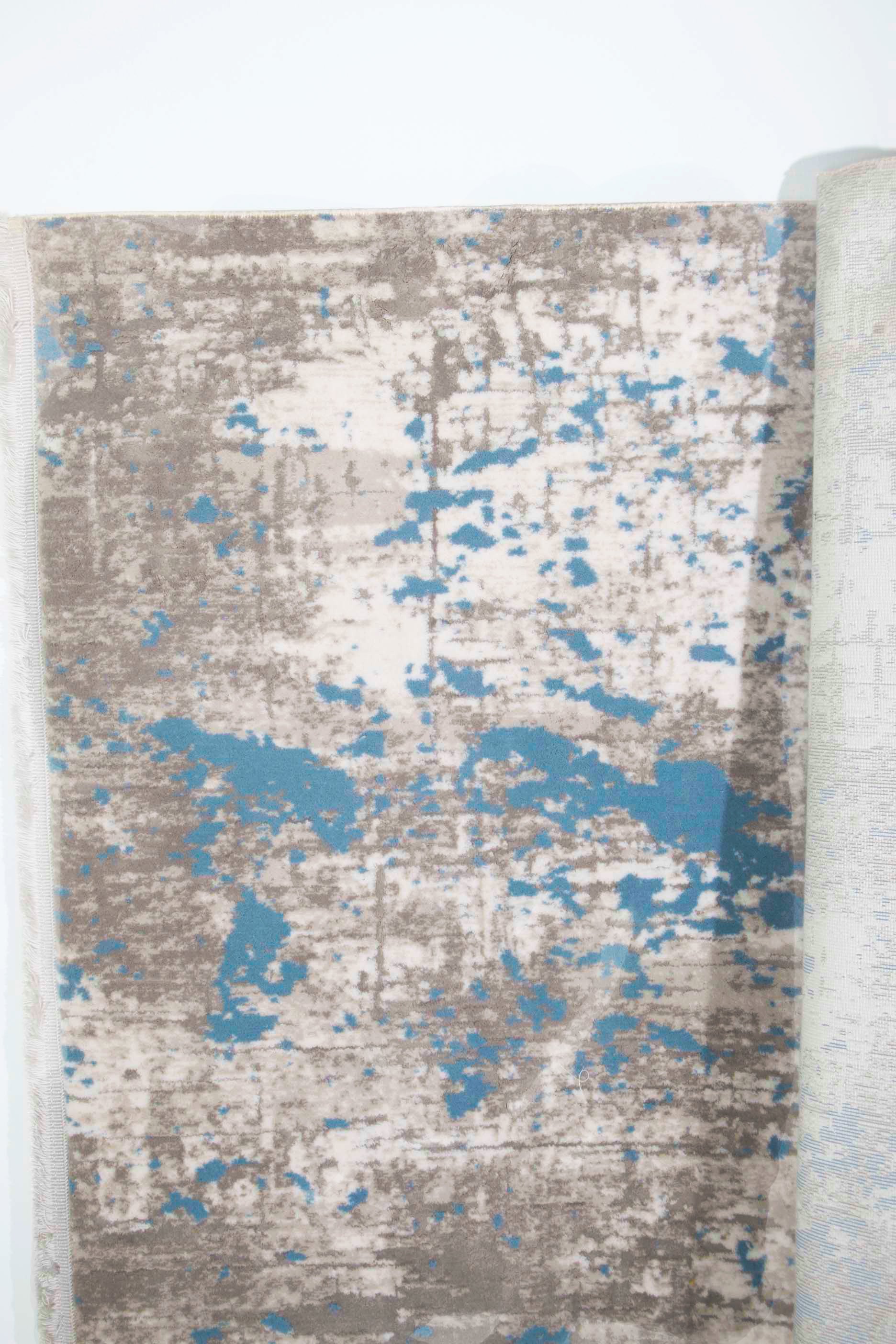 Grey & Blue Patterned Rug
