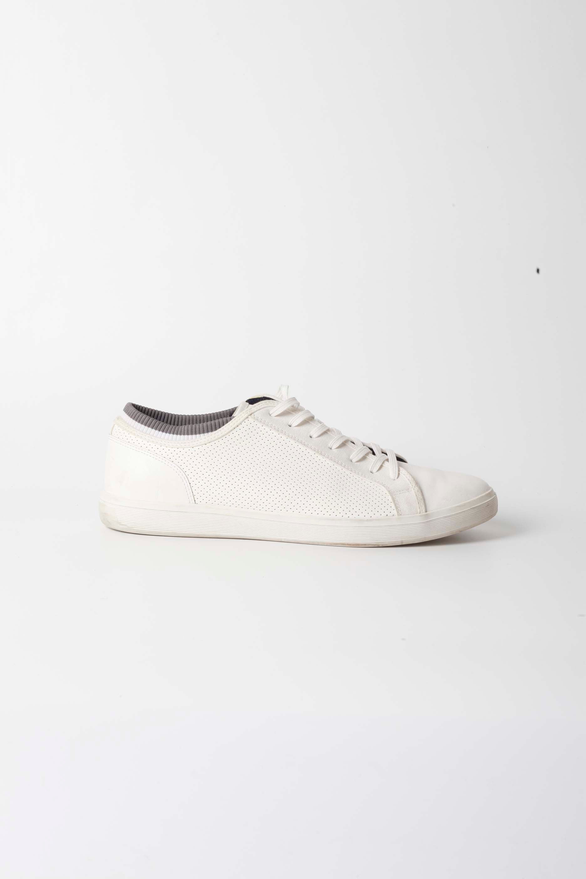Mens White Perforated Sneakers