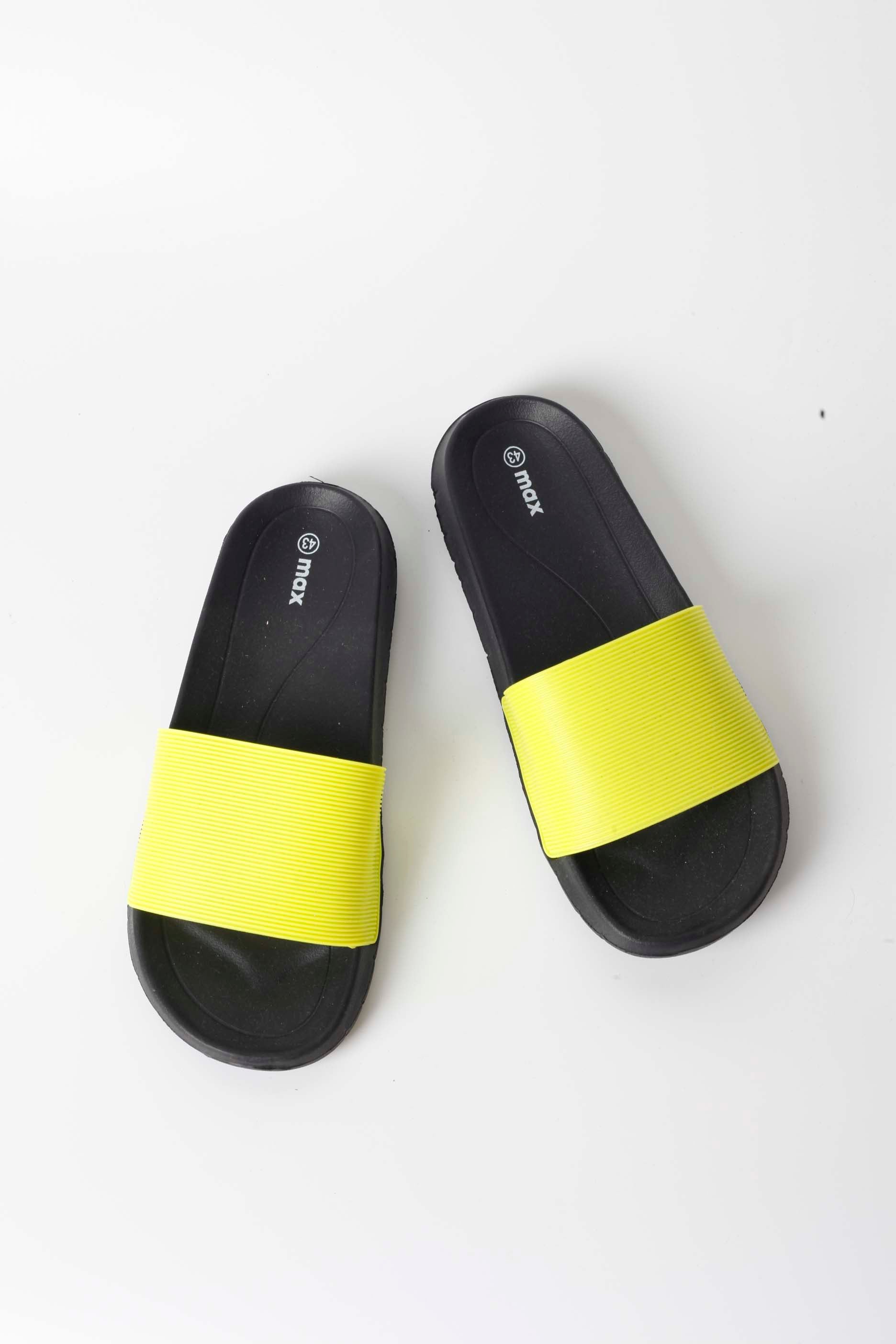 Mens Neon Yellow Sliders