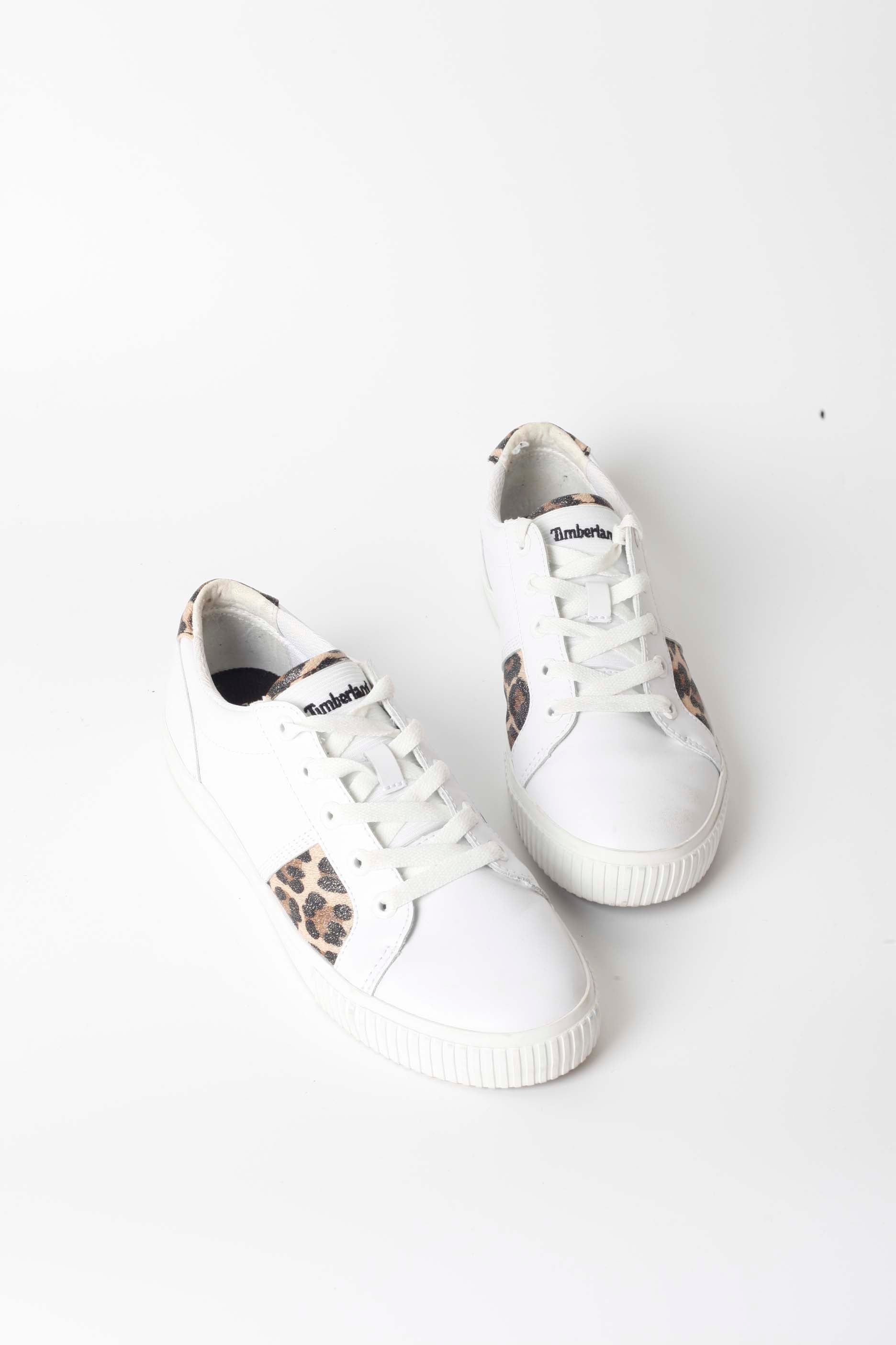 White Sneakers With Leopard Print
