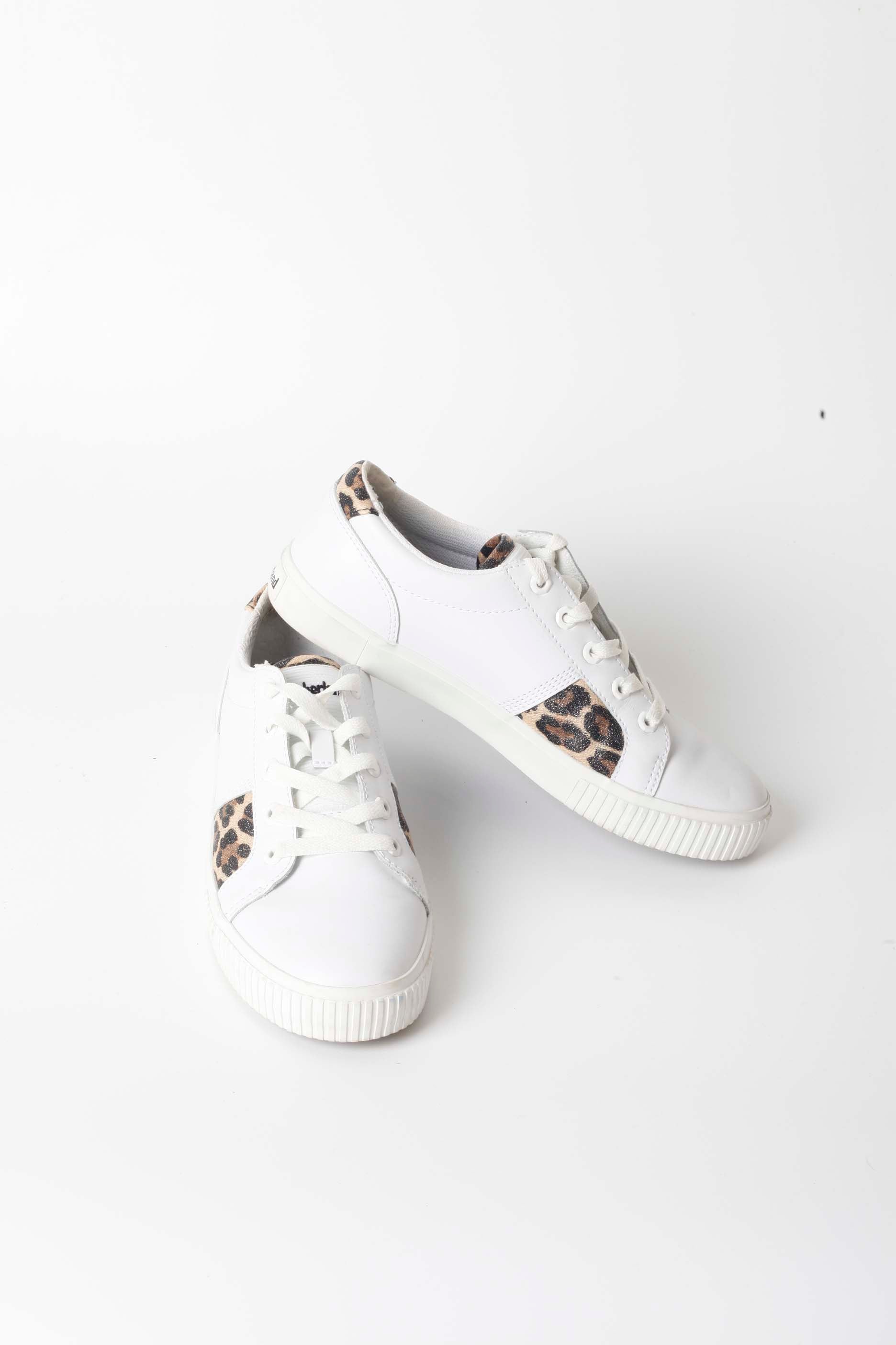 White Sneakers With Leopard Print
