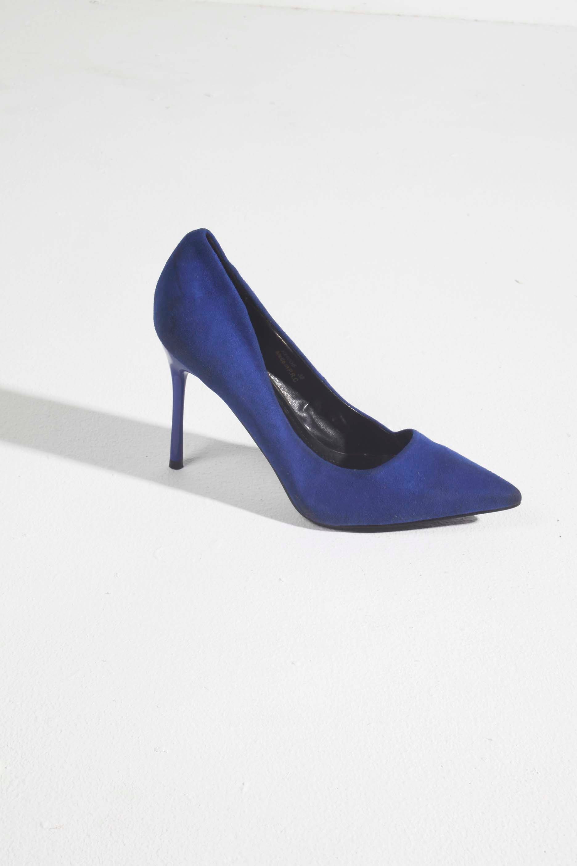 Blue Suede Point Heels