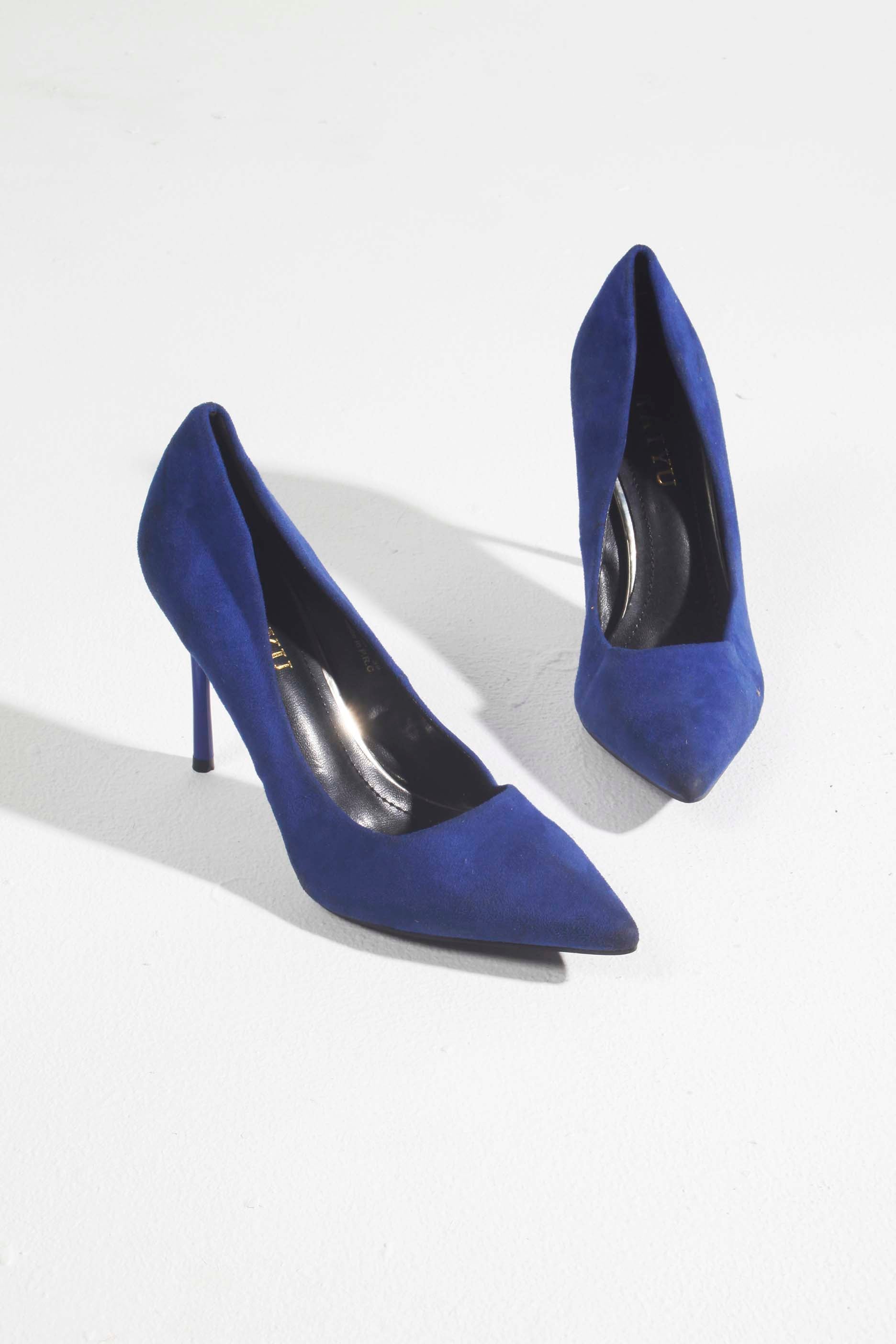 Blue Suede Point Heels