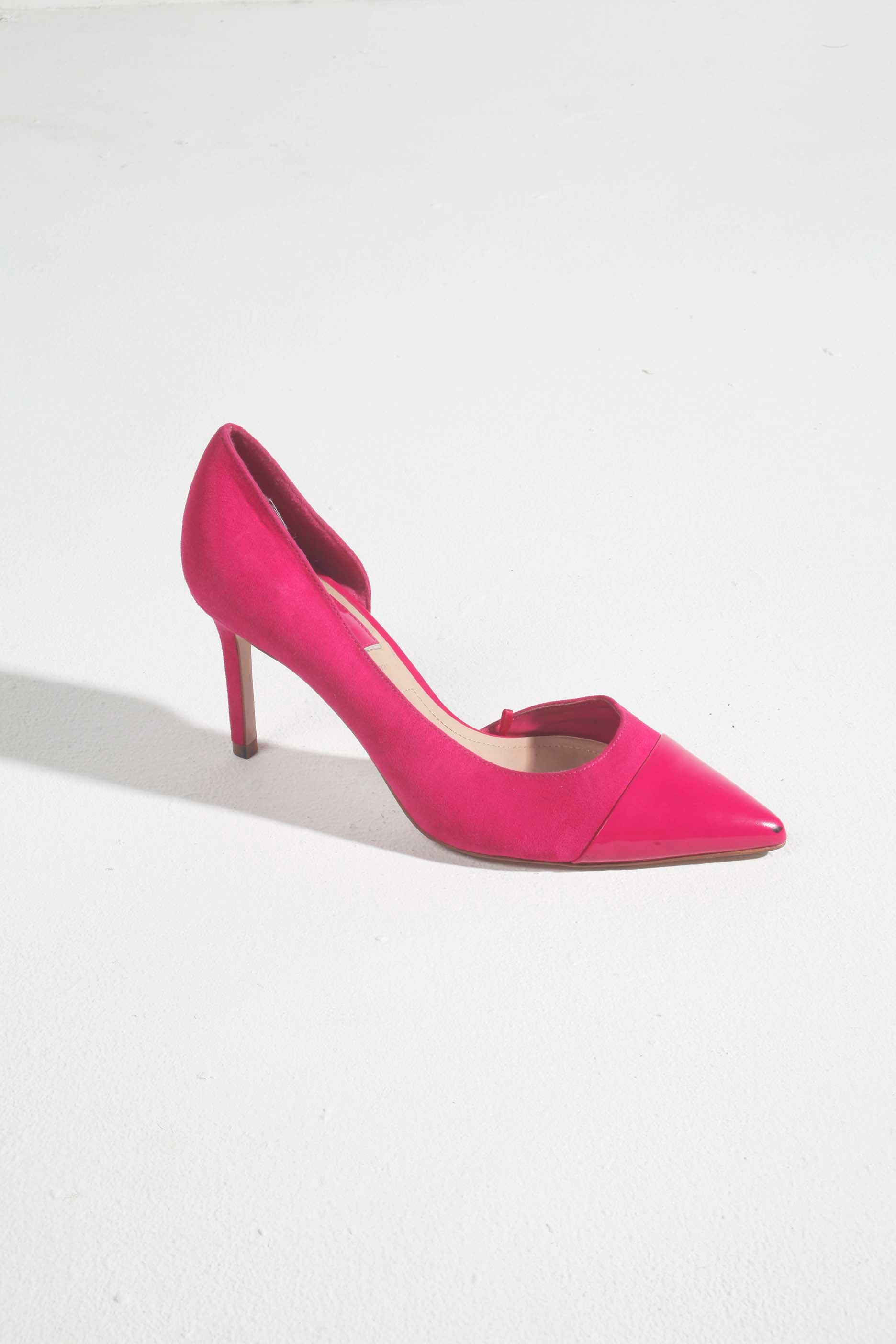 Hot Pink Suede Point Heels