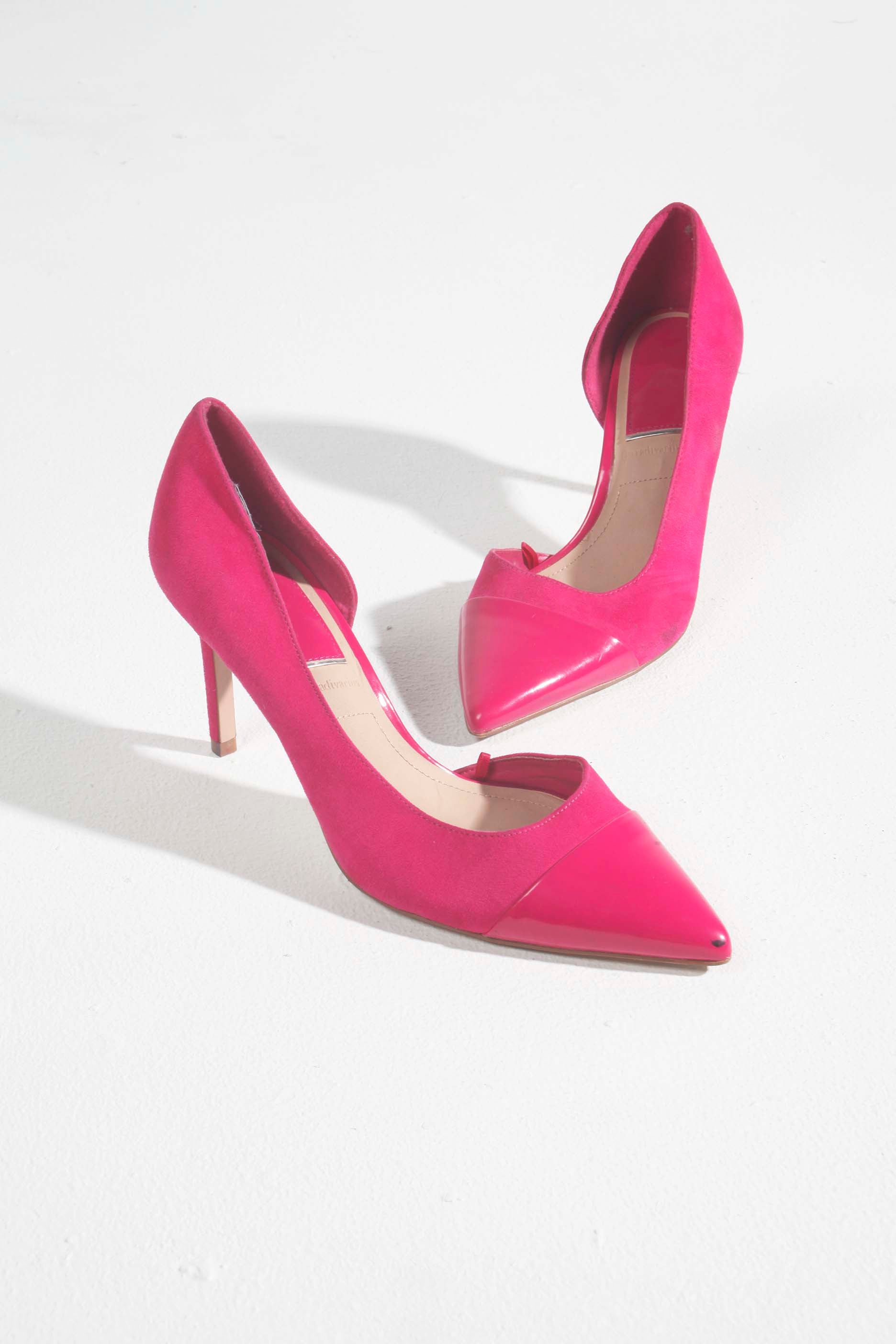 Hot Pink Suede Point Heels