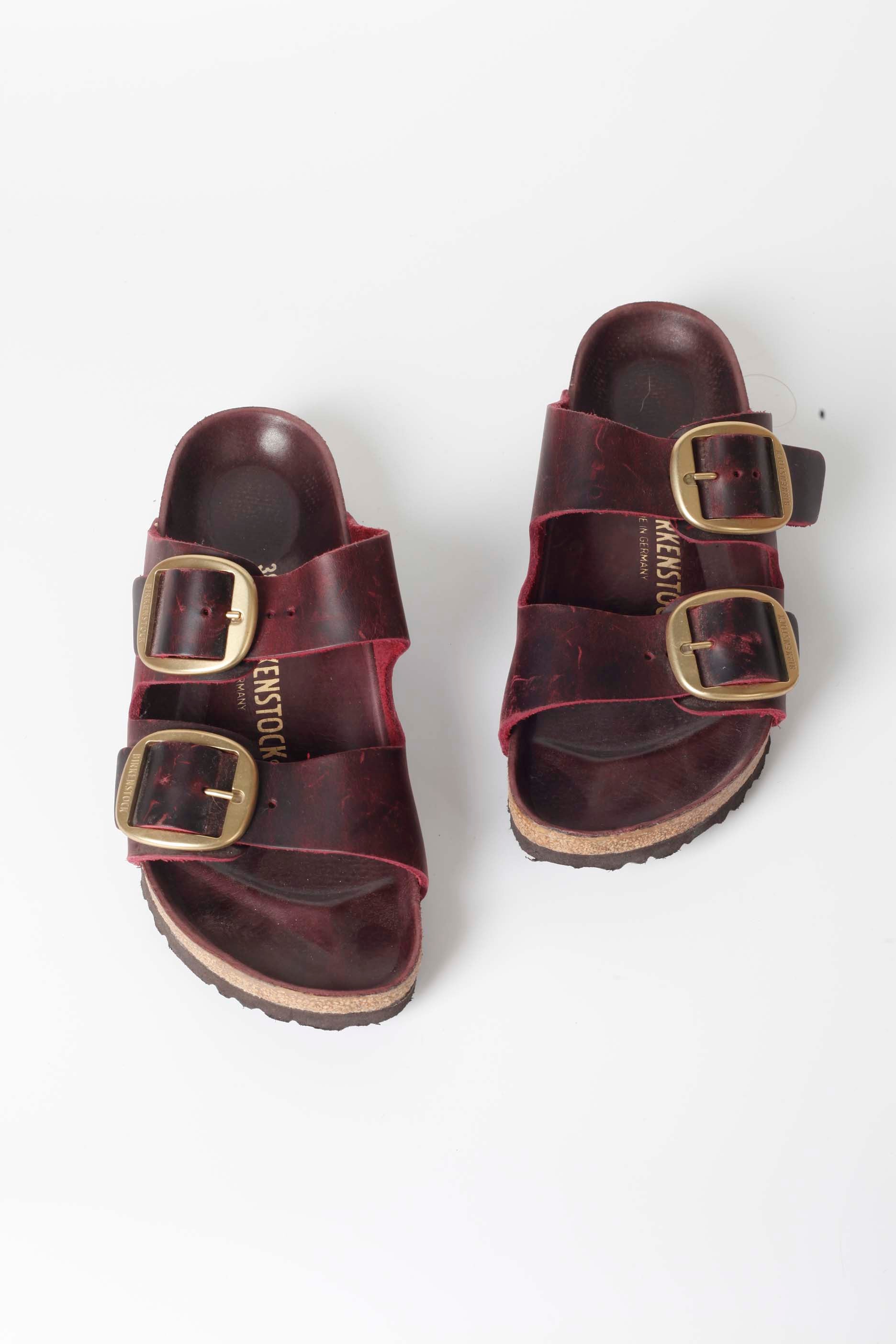 Cherry Red Leather Birkenstocks