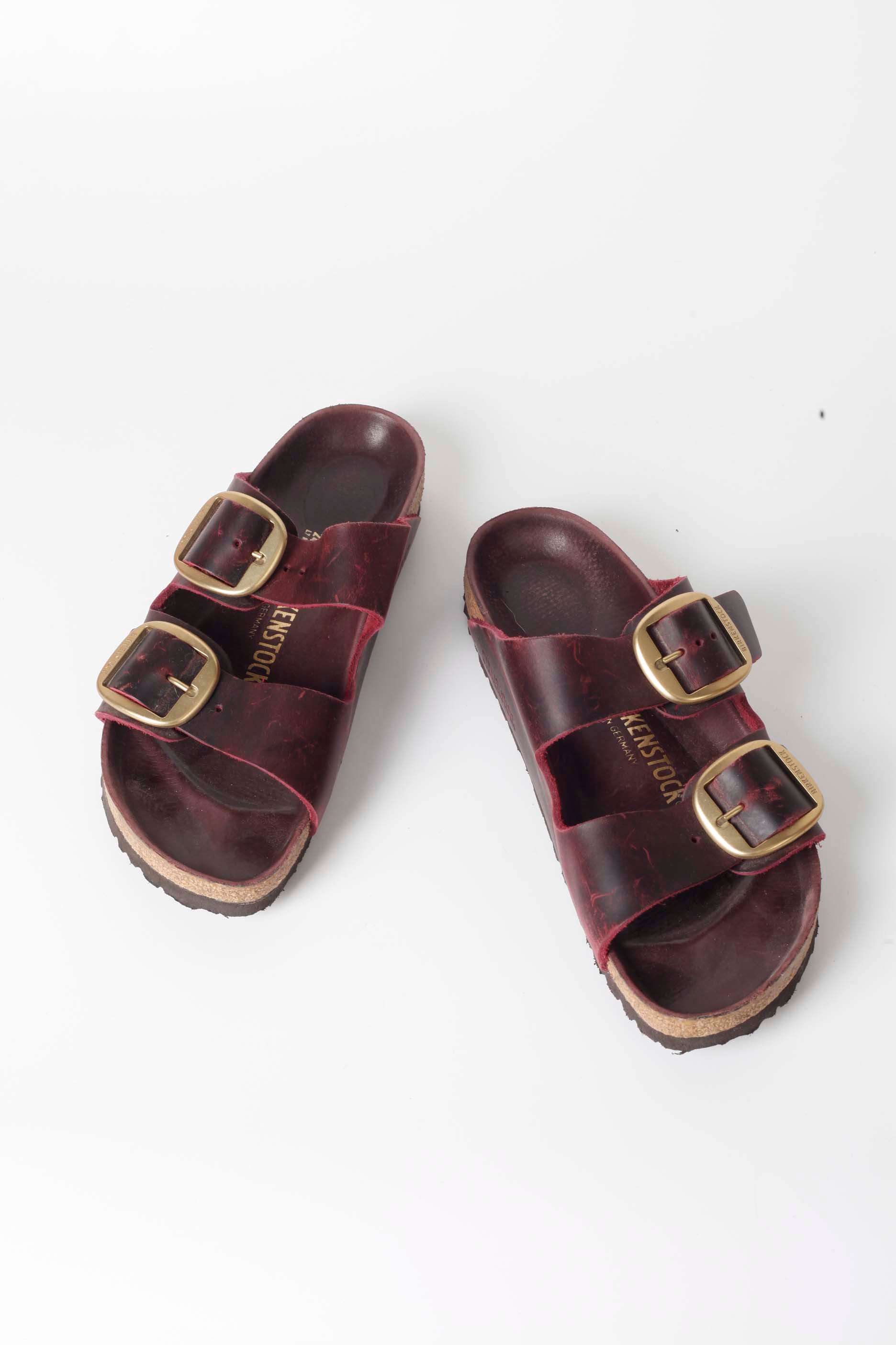 Cherry Red Leather Birkenstocks