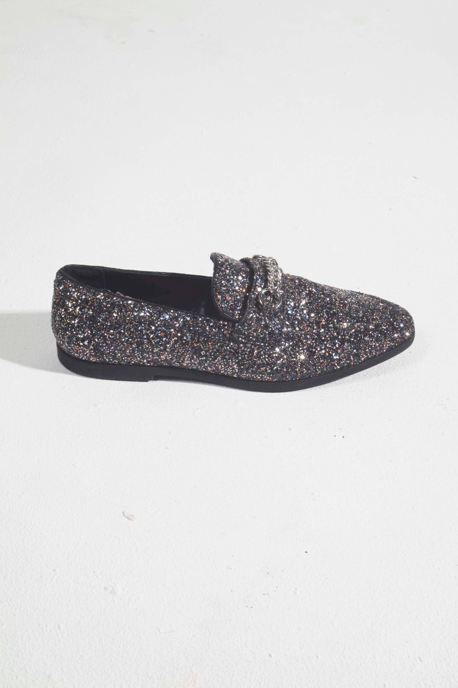 Mens Black Glitter Loafers