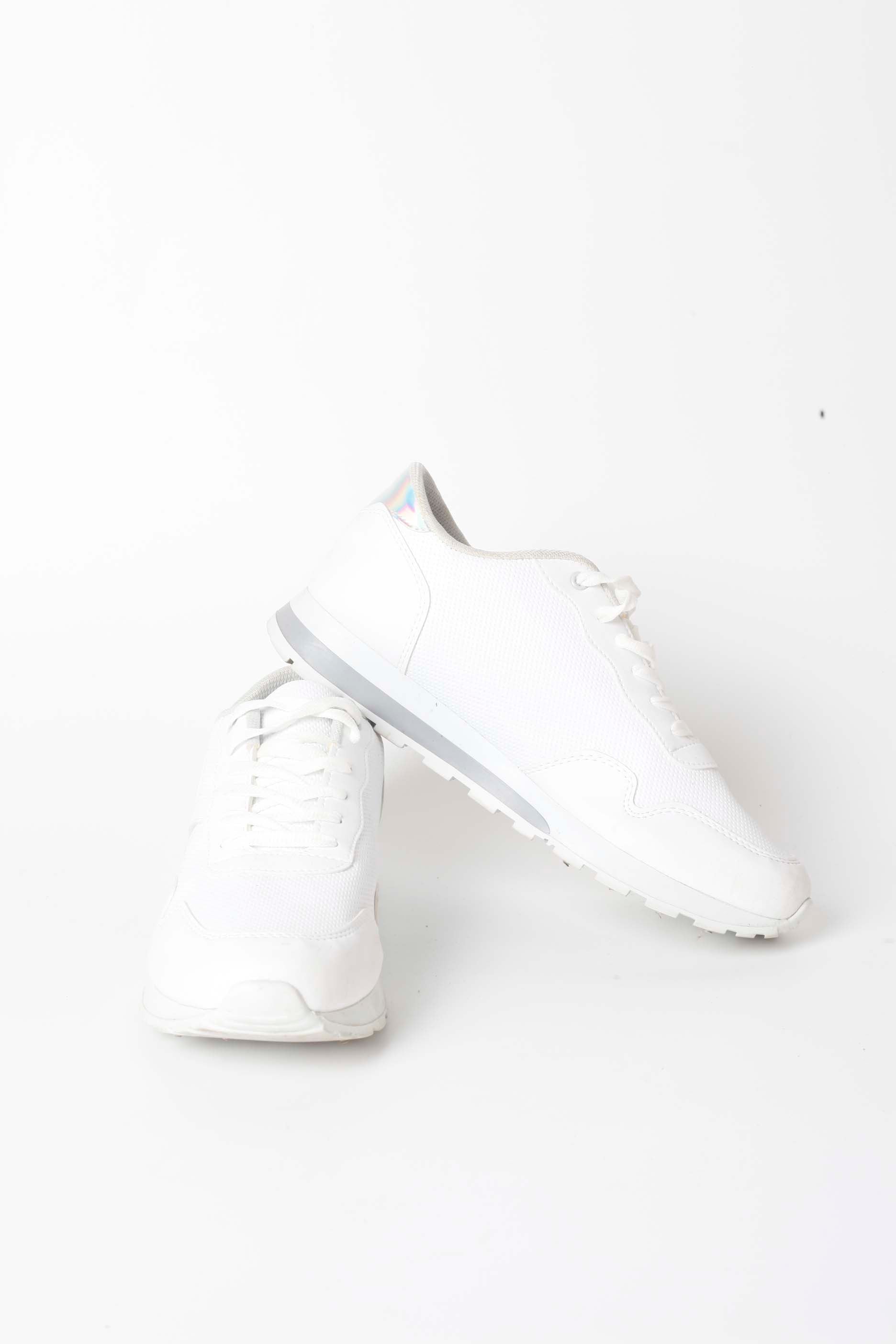 White Sneakers with Silver