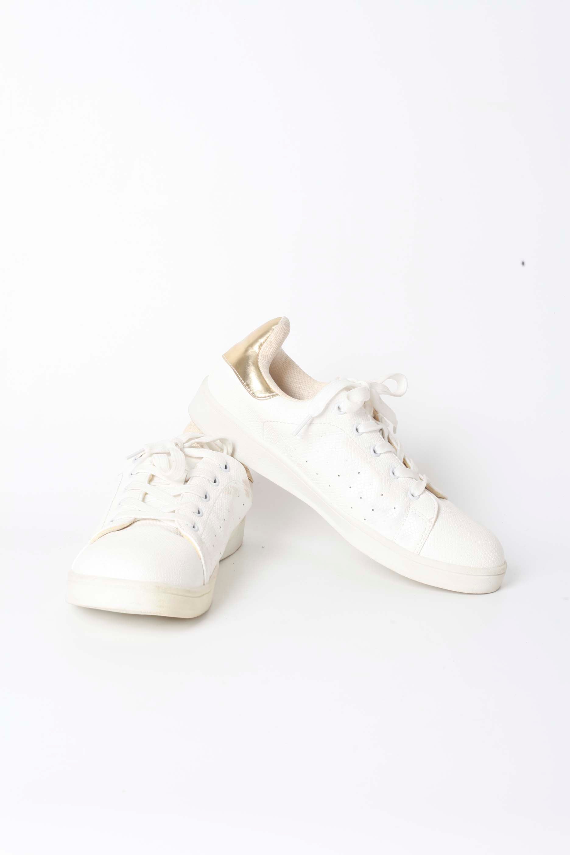 White Sneakers with Gold