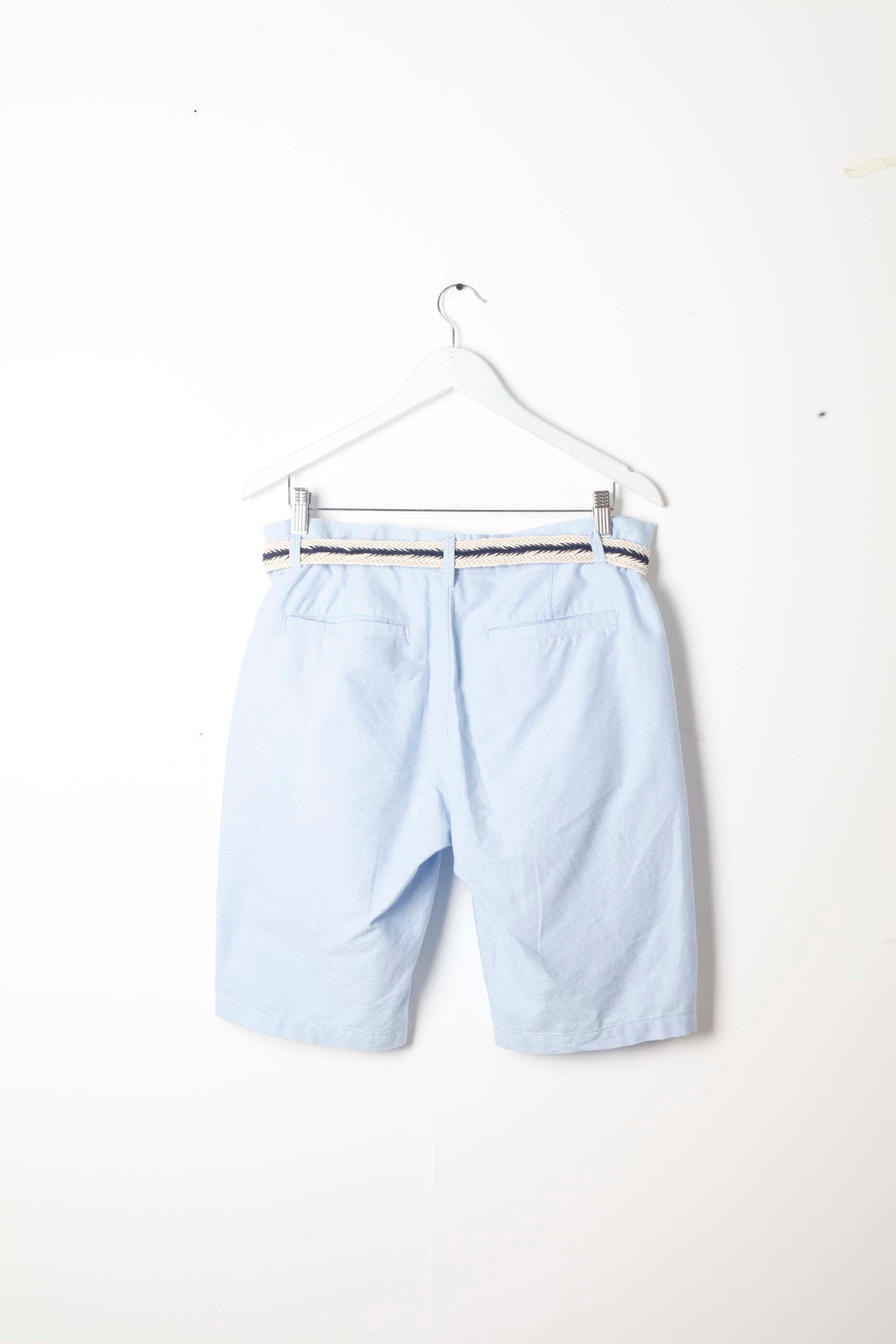 Mens Light Blue Chino Shorts with Fabric Belt