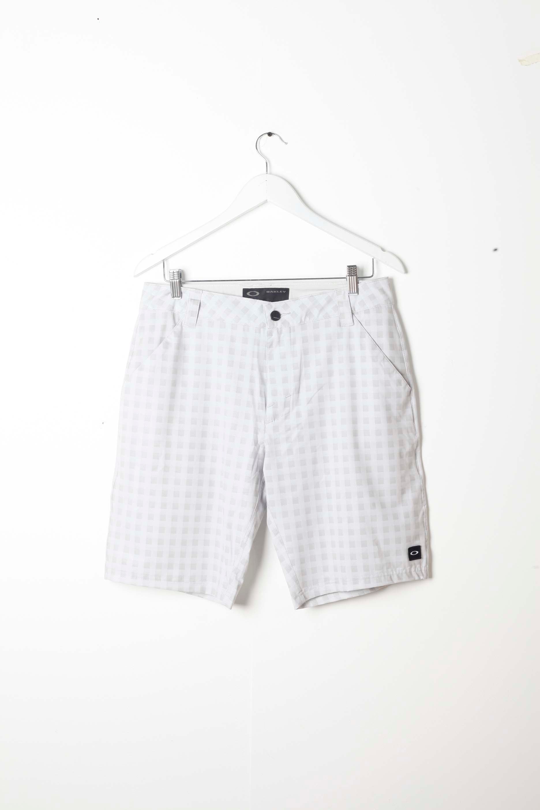 Mens Beige Checked Golf Shorts