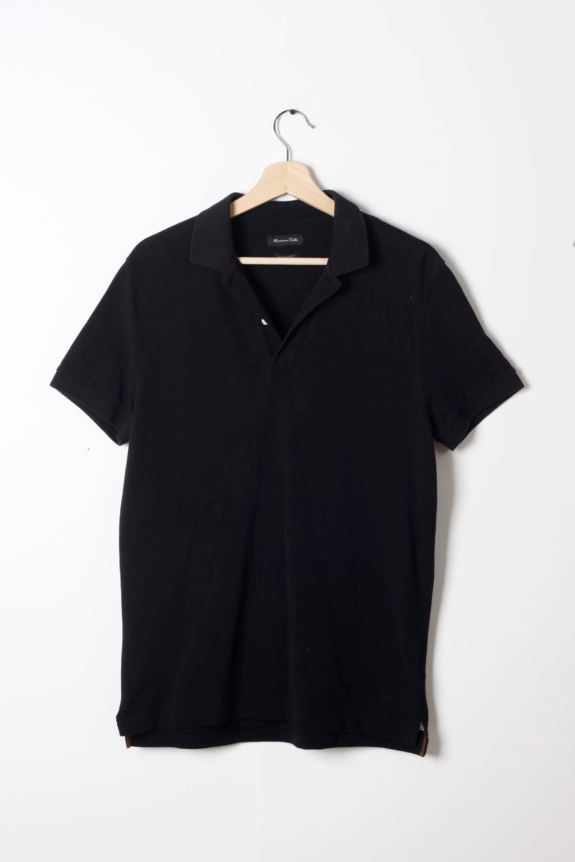 Mens Massimo Dutti Black Polo Shirt (Medium)