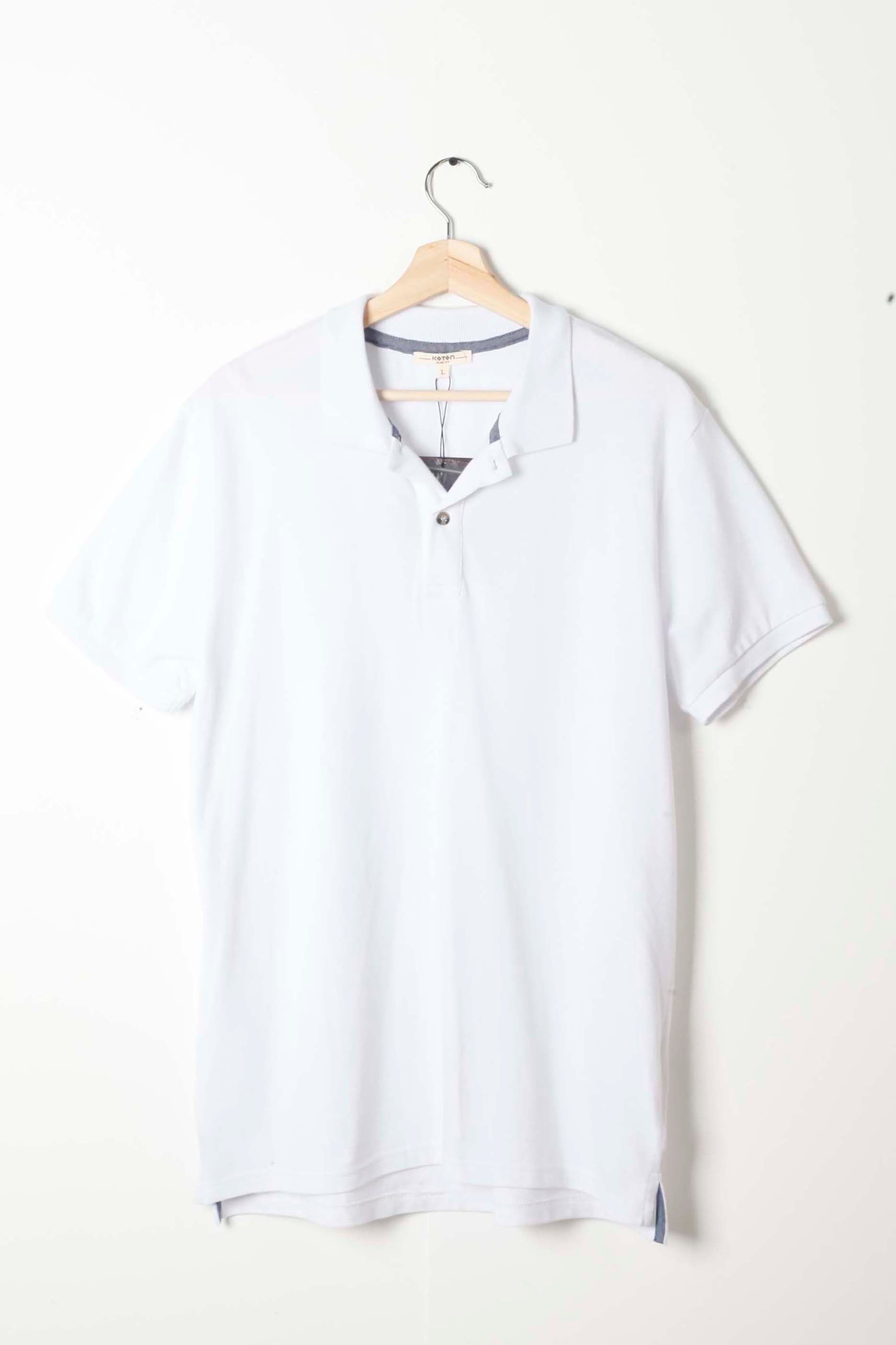 Mens White Polo Shirt (Large)