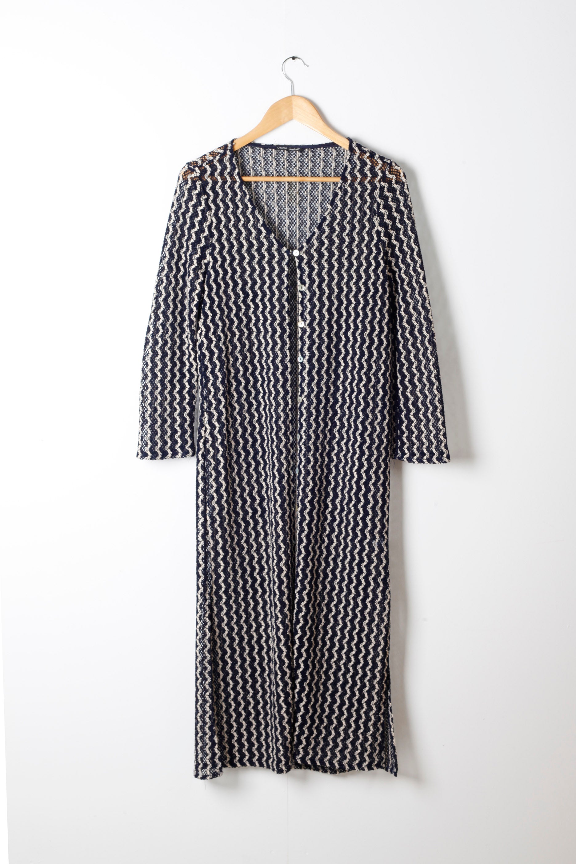 Blue and White Knit Beach Kaftan