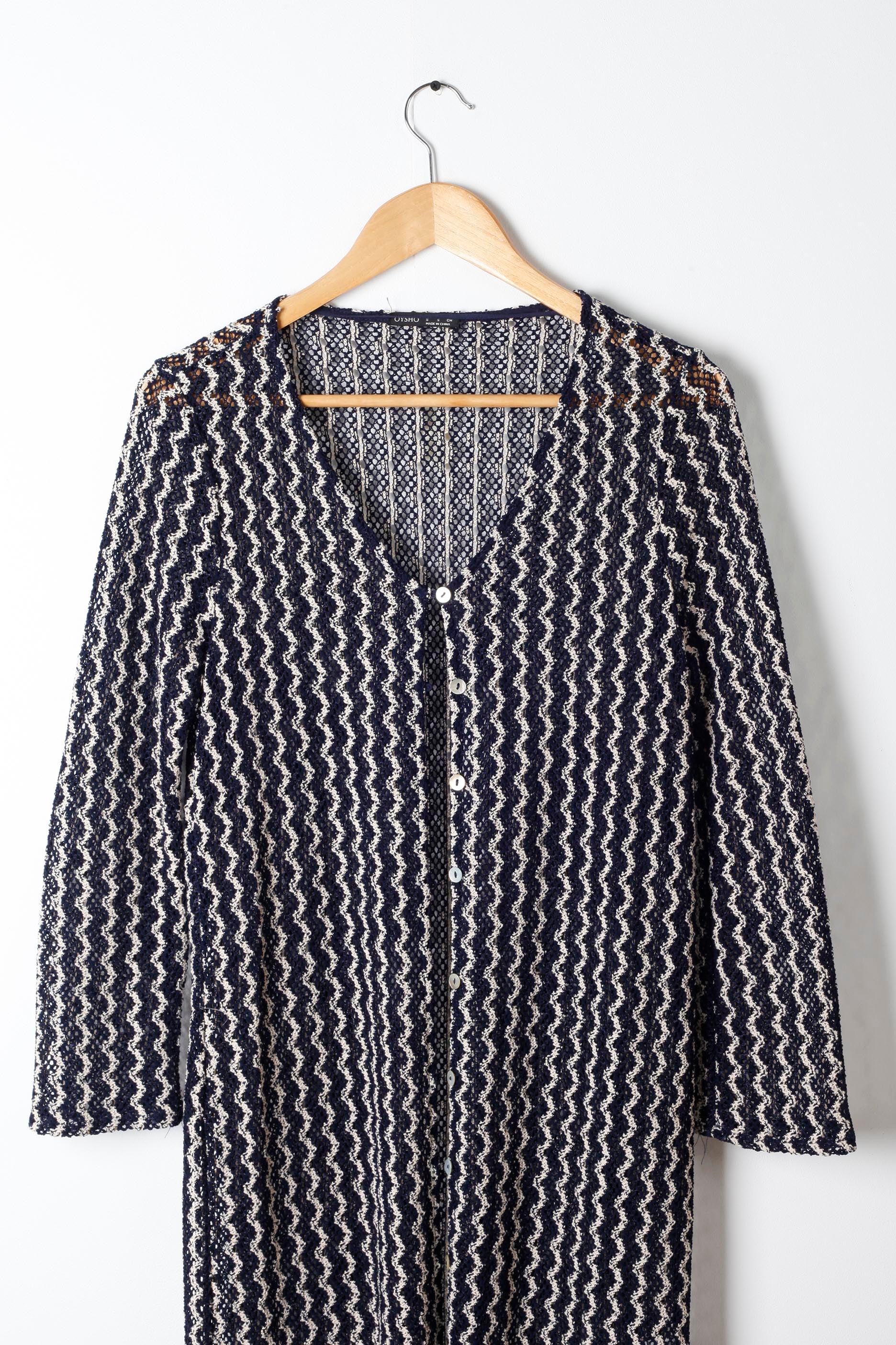 Blue and White Knit Beach Kaftan
