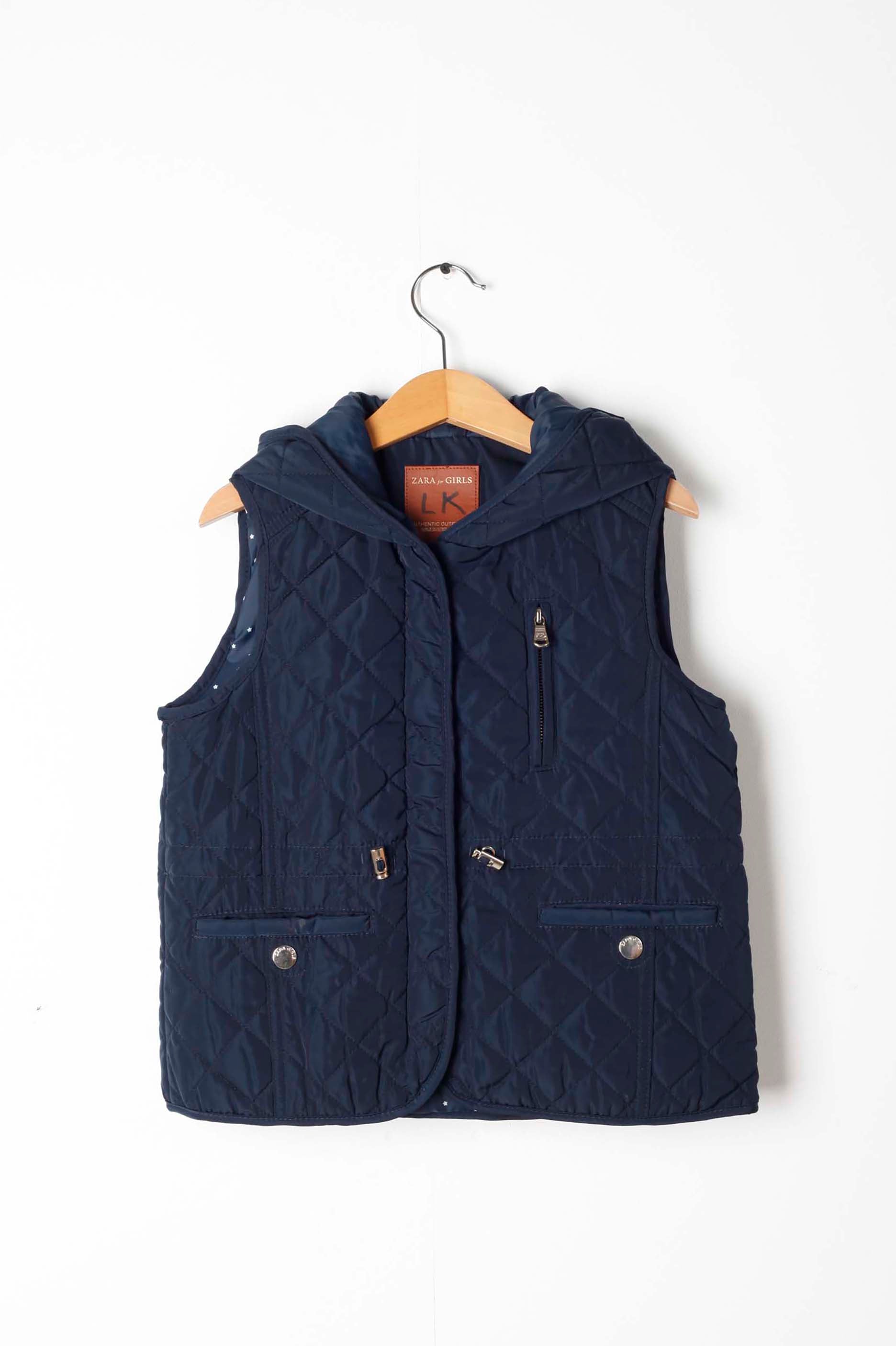Girls Navy Blue Quilted Gilet