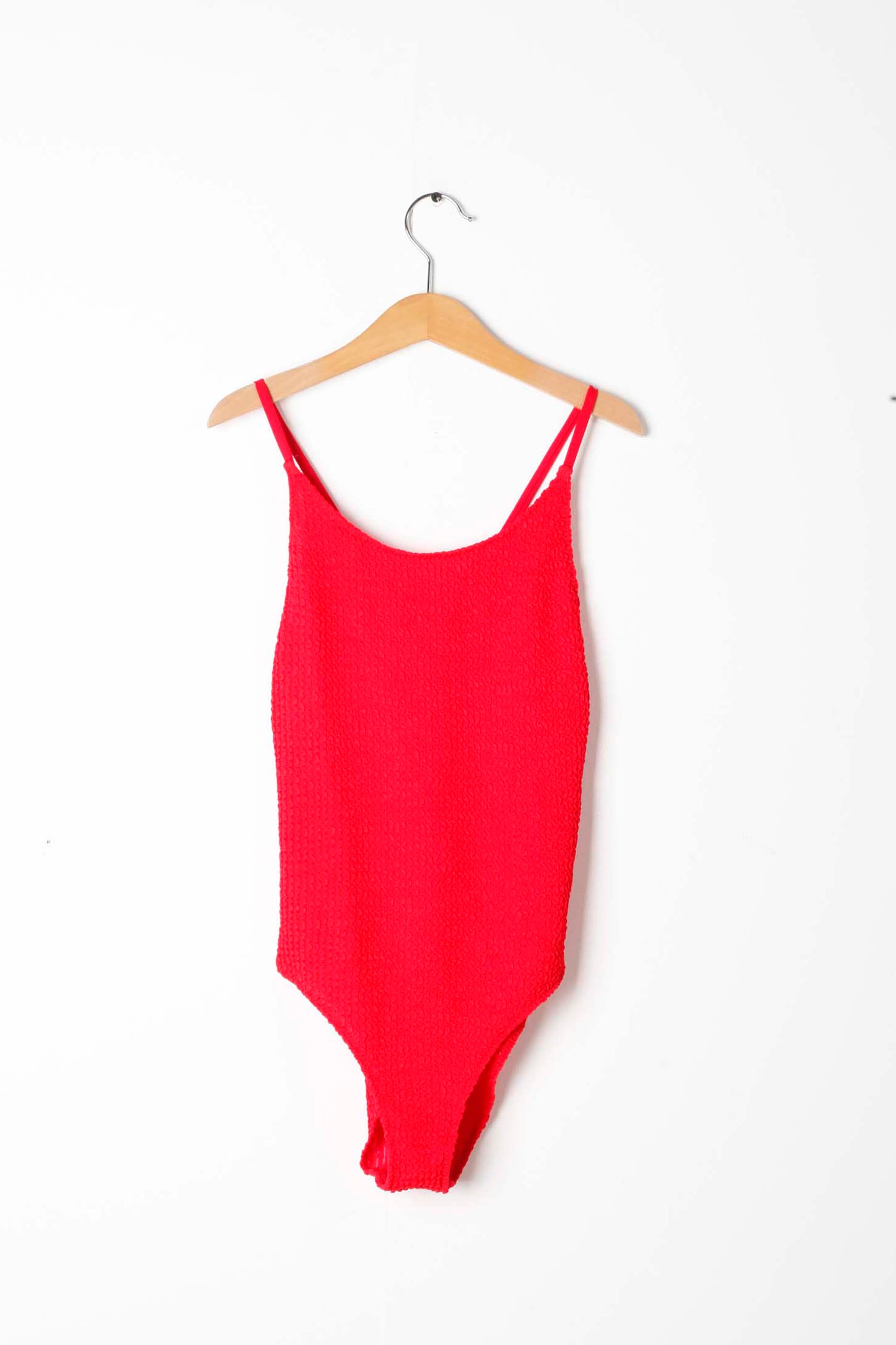 Girls Red Seersucker Swimsuit