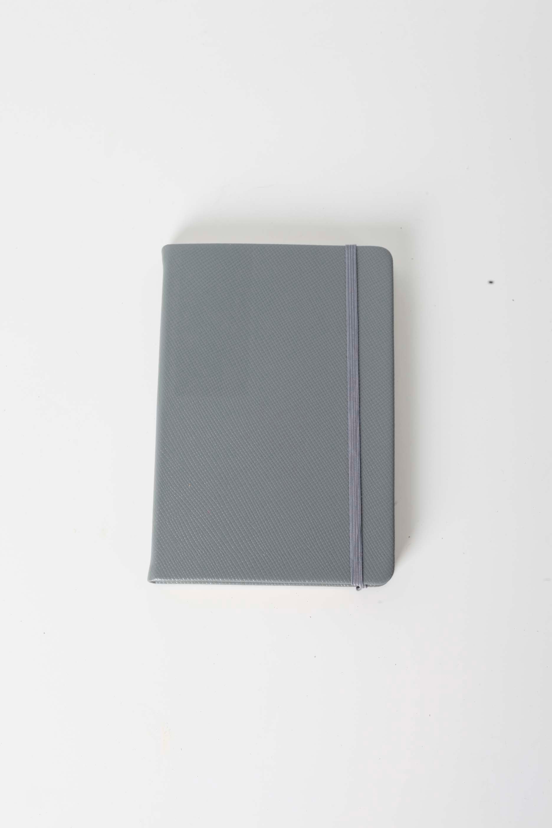 Grey Leather-Bound Notebook with Strap