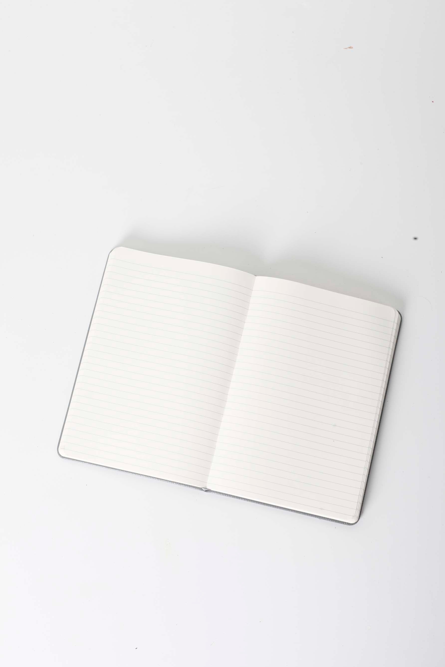 Grey Leather-Bound Notebook with Strap
