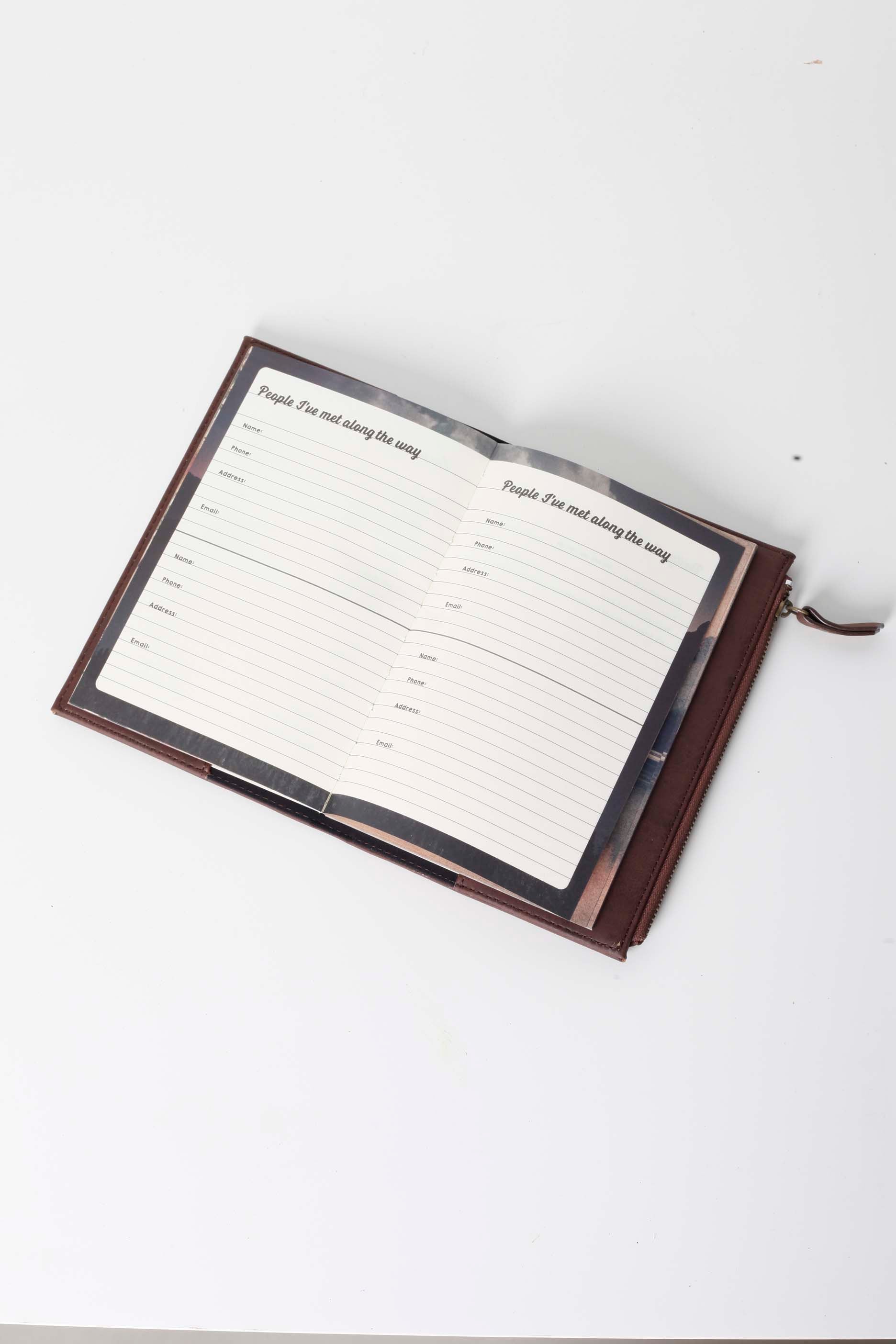 Brown Leather-Bound Notebook/Travel Wallet