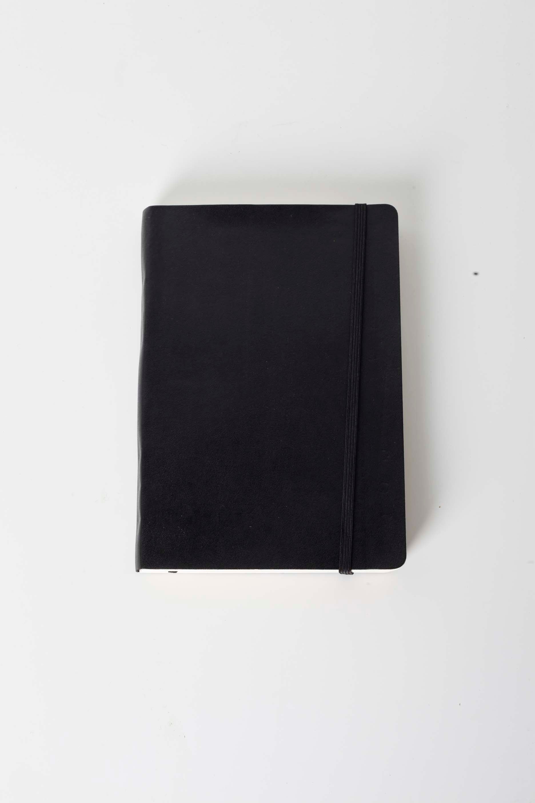 Black Leather-Bound Notebook with Strap