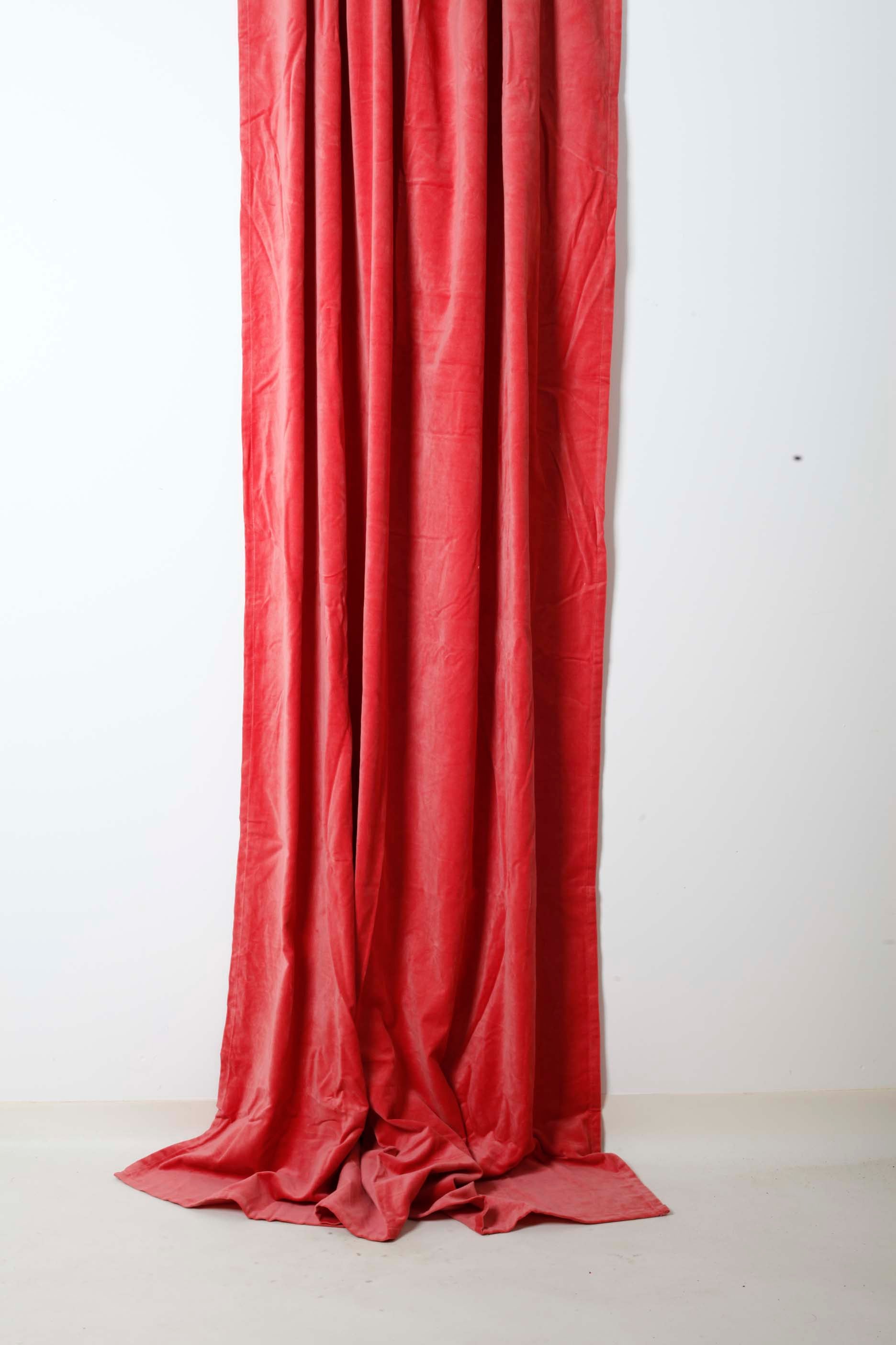 Coral Pink Velvet Curtains 1 Pair