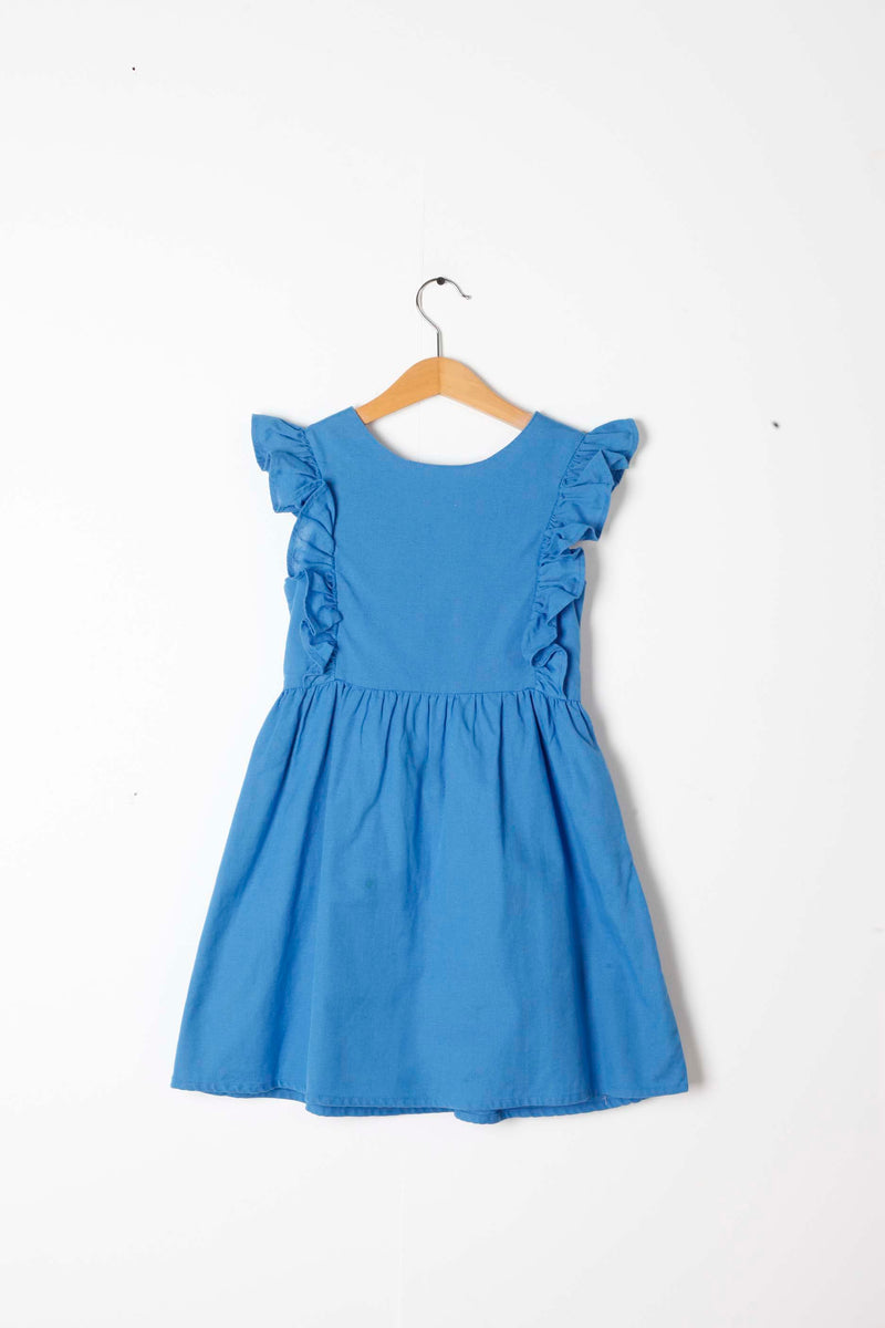Girls Blue Frill Dress – ProppedUpRentals