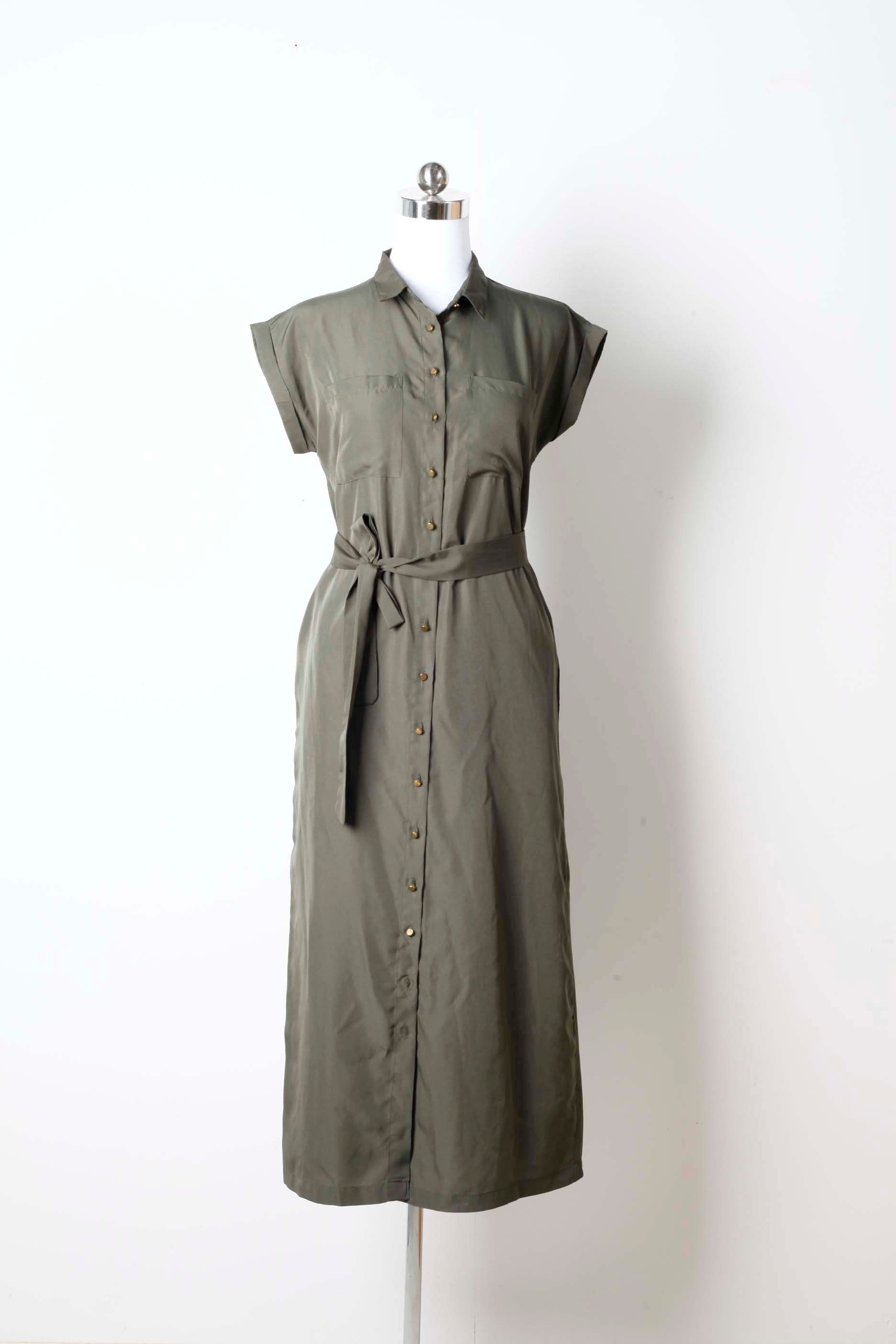 Womens Khaki Belted Dress (Eu36-38)