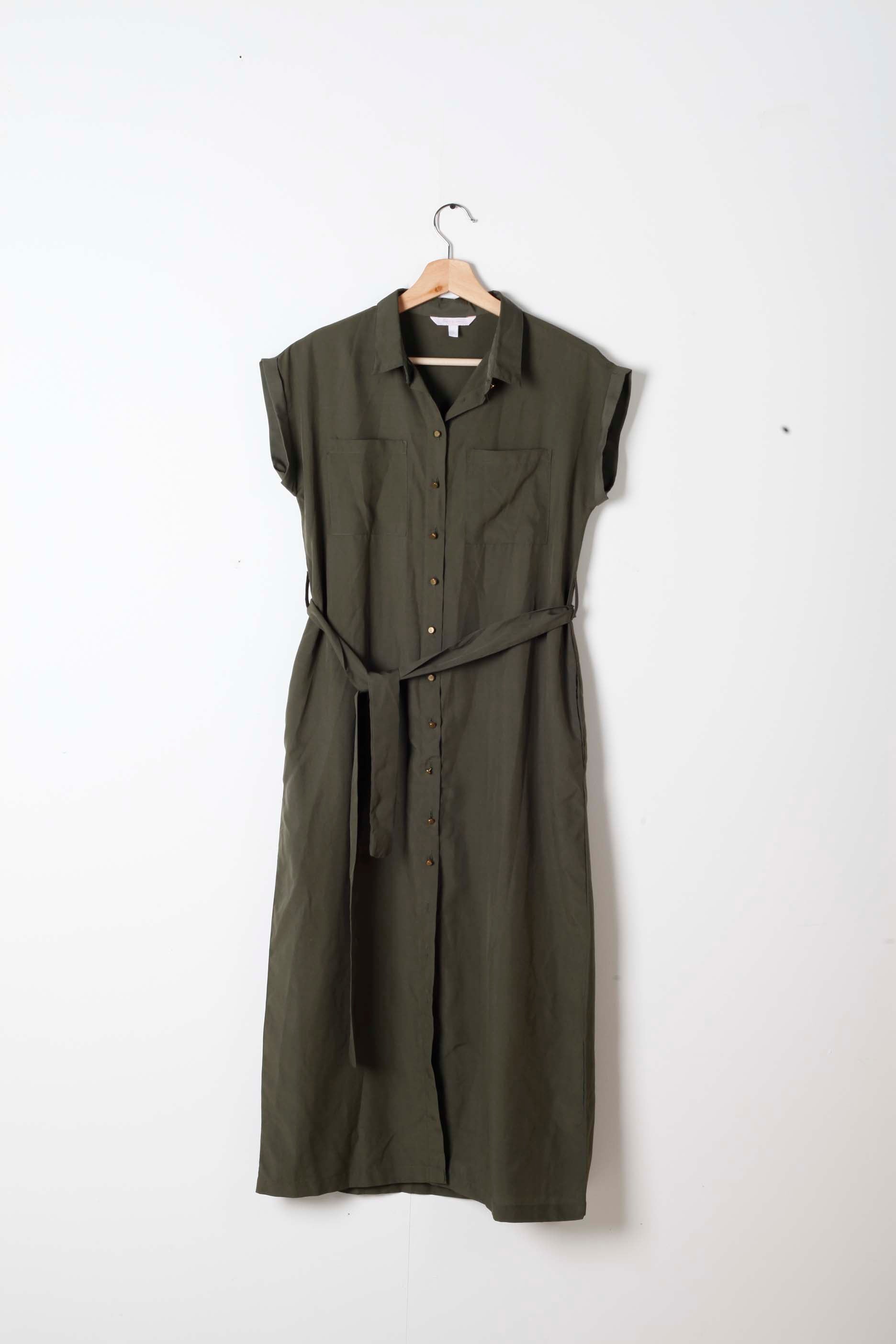 Womens Khaki Belted Dress (Eu36-38)