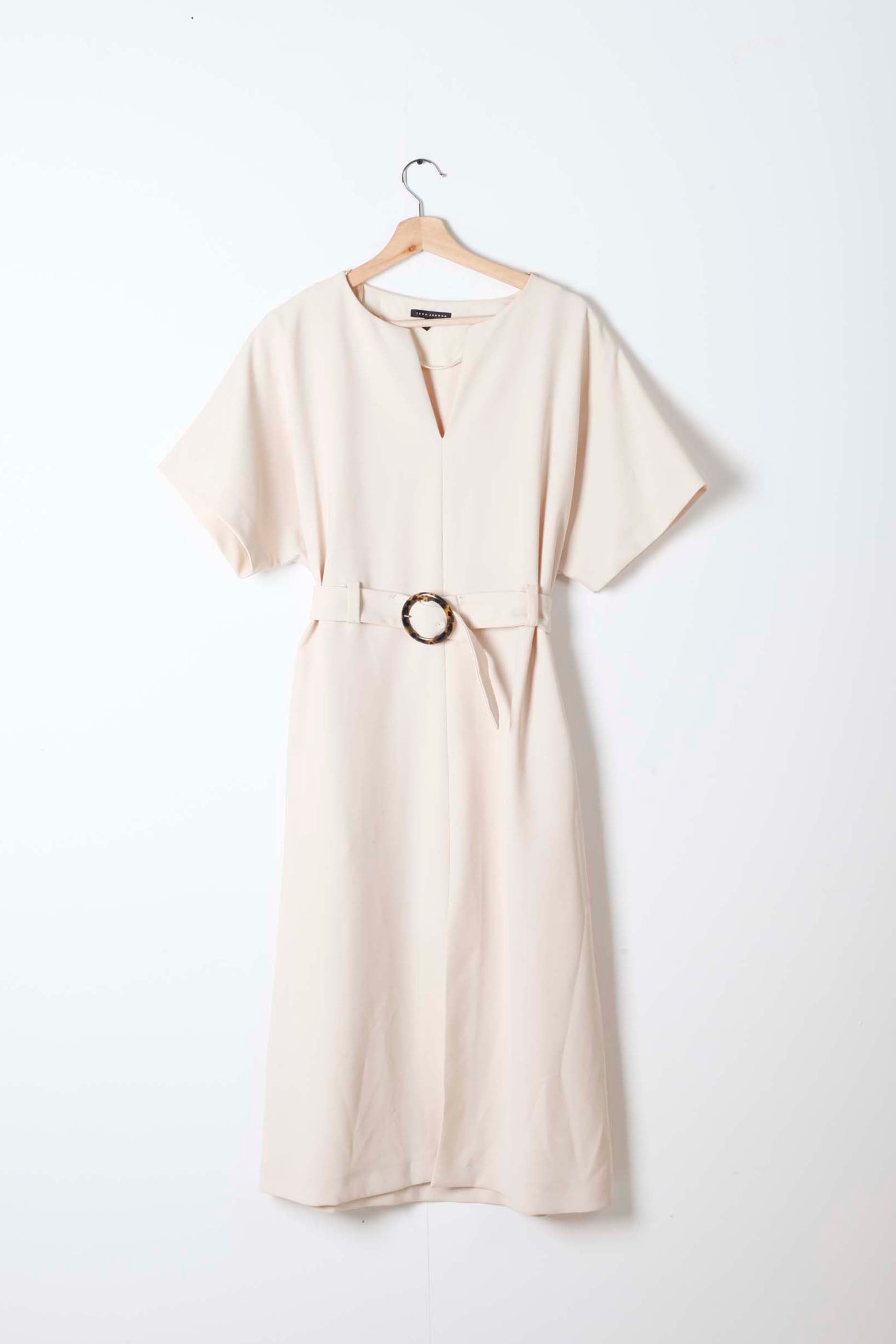 Womens Beige Belted Dress