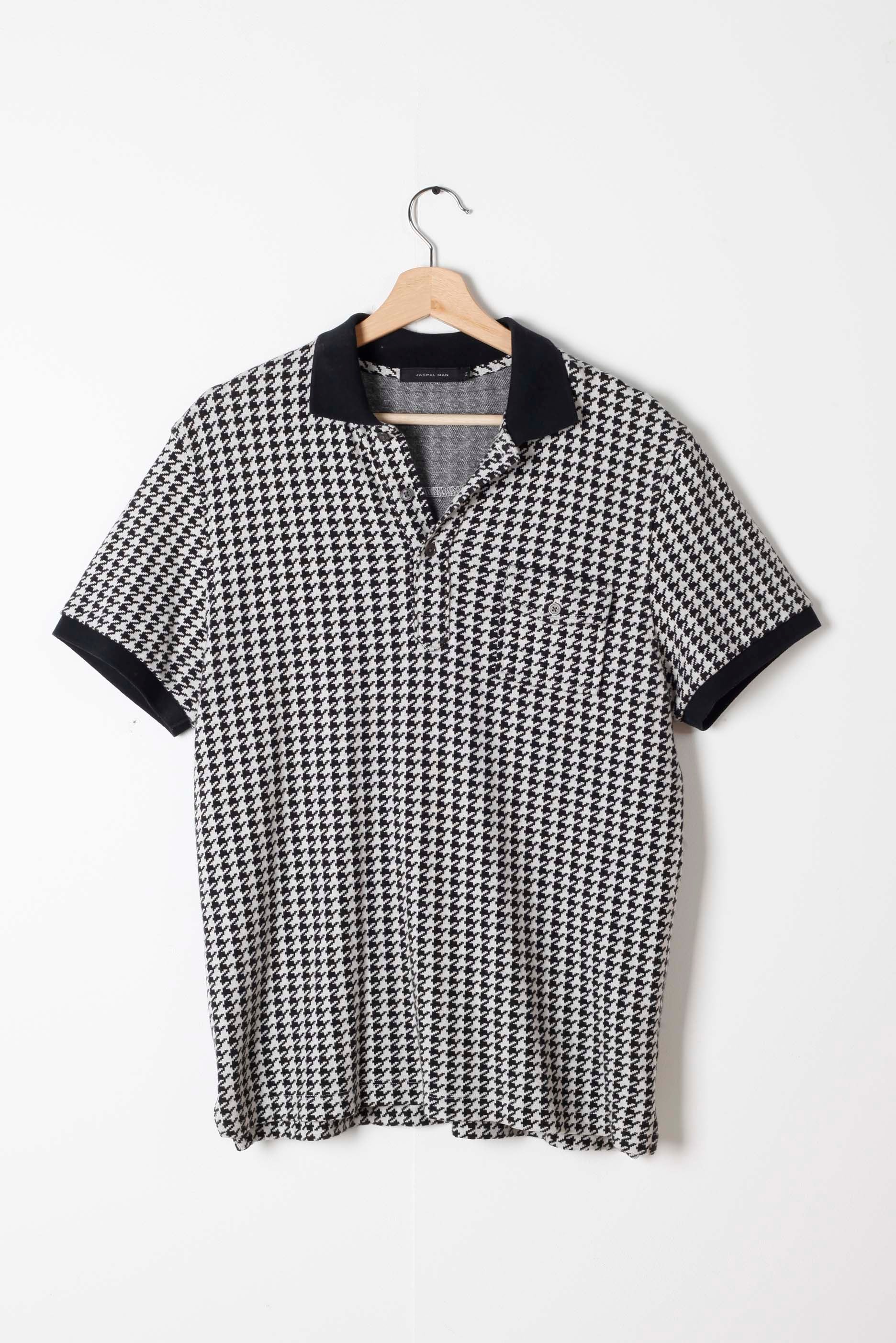Mens Houndstooth Check Polo Shirt (Medium)