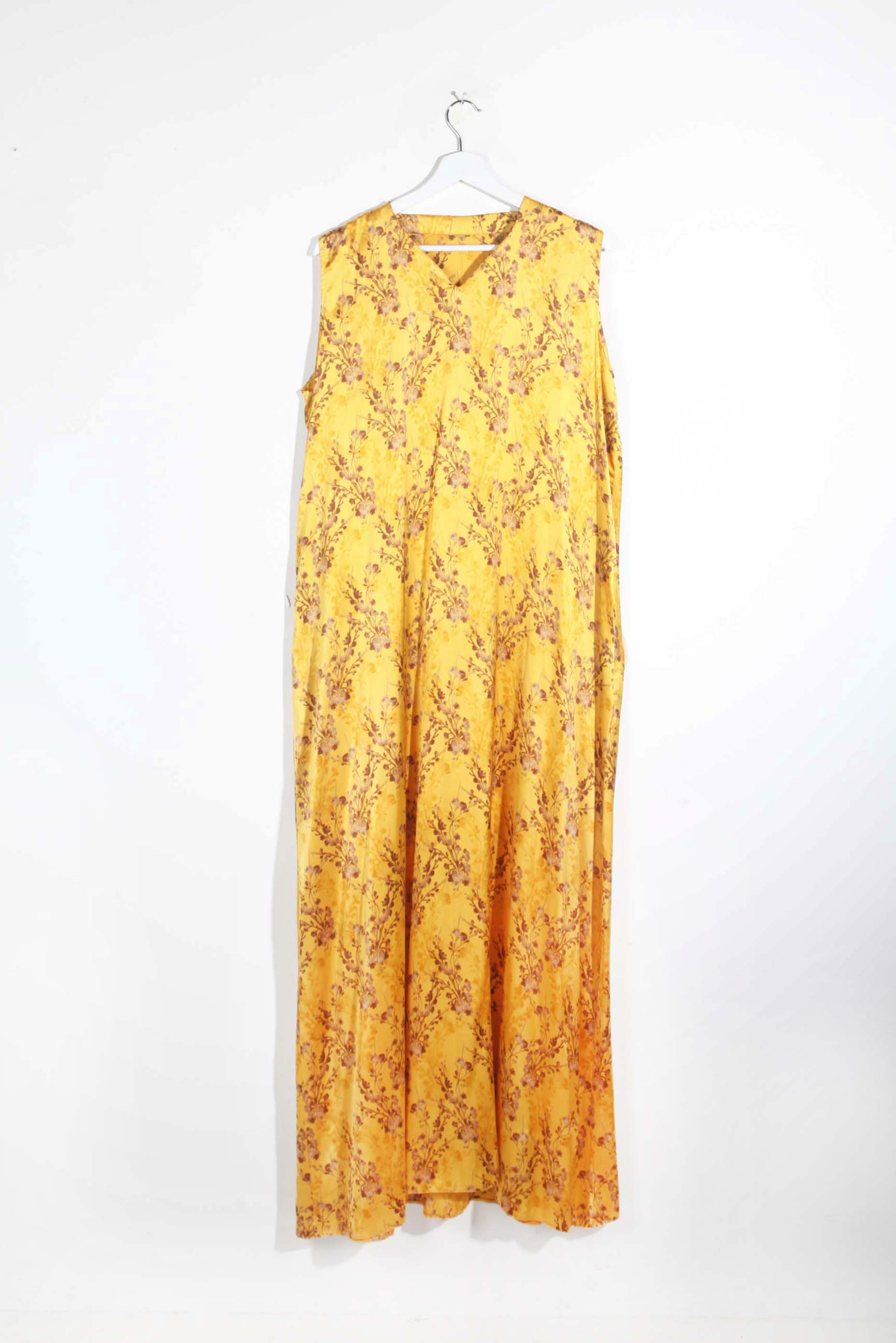 Yellow abaya with floral underdress