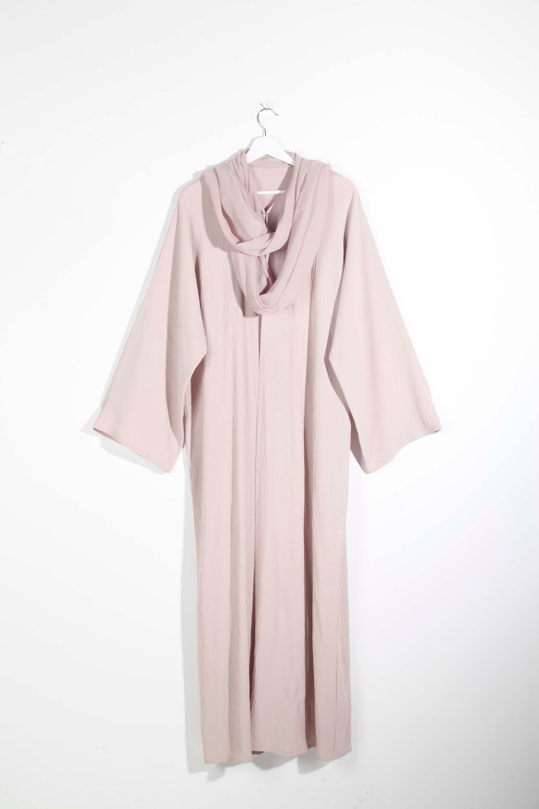 Pale pink abaya with shayla