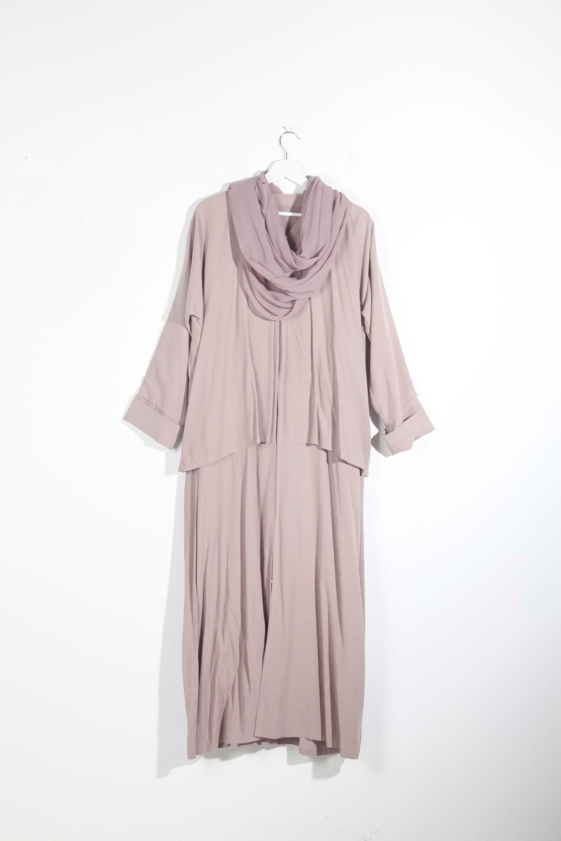 Greige heavy cotton abaya