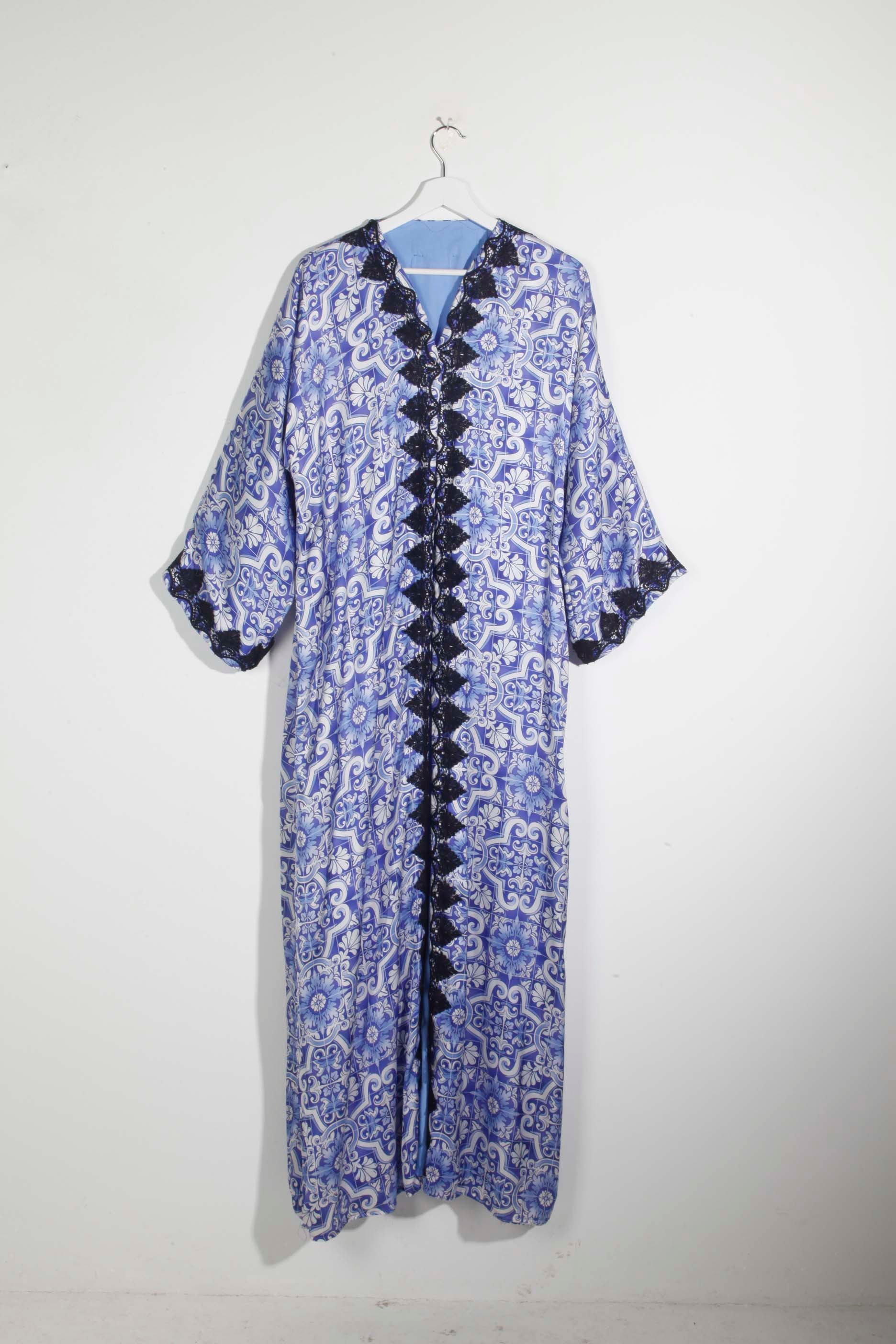 Blue printed abaya