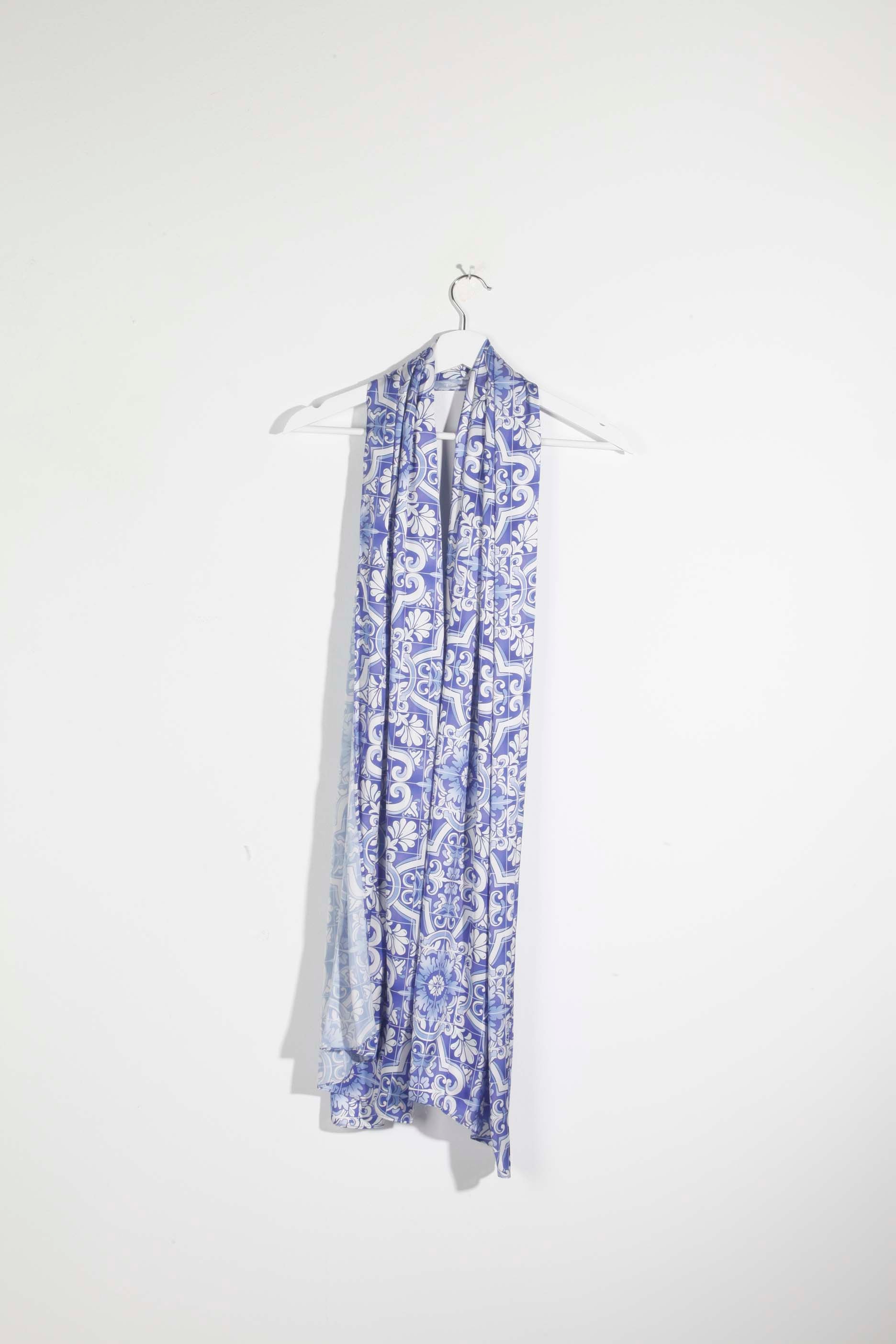 Blue printed abaya