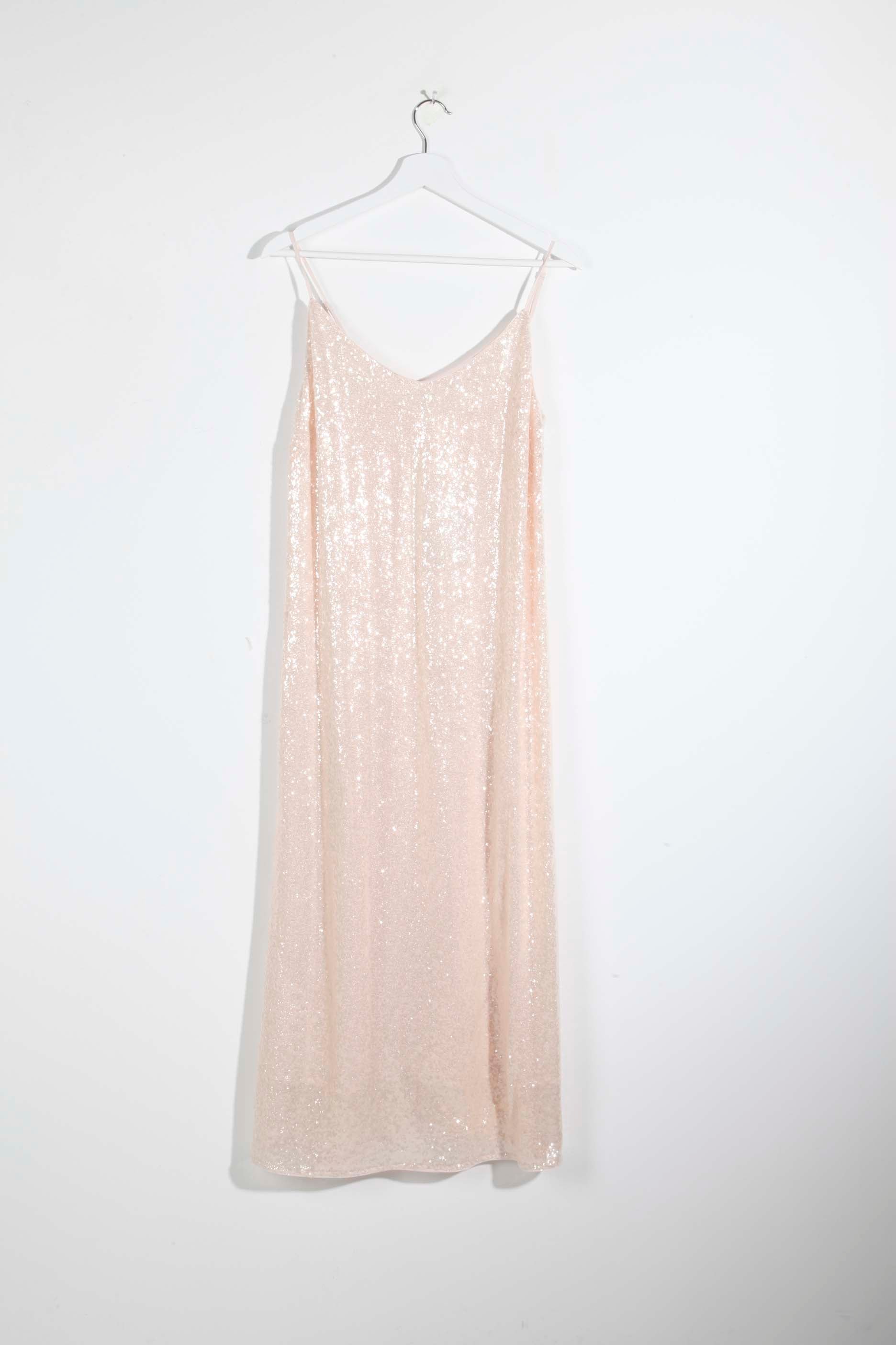 Pink Sequin Slip Dress