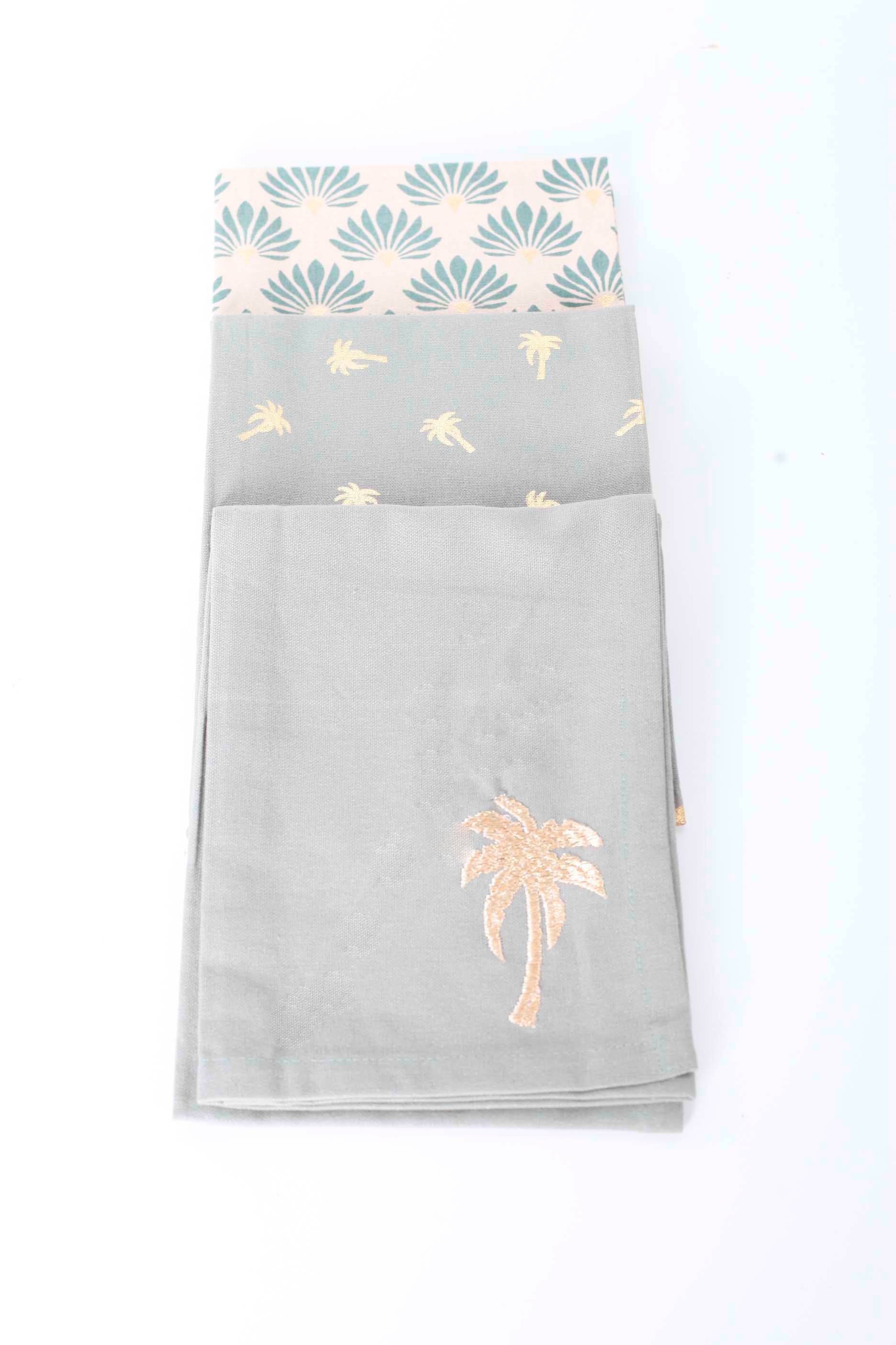 Kitchen Towels with Palm Print - Pack of 3