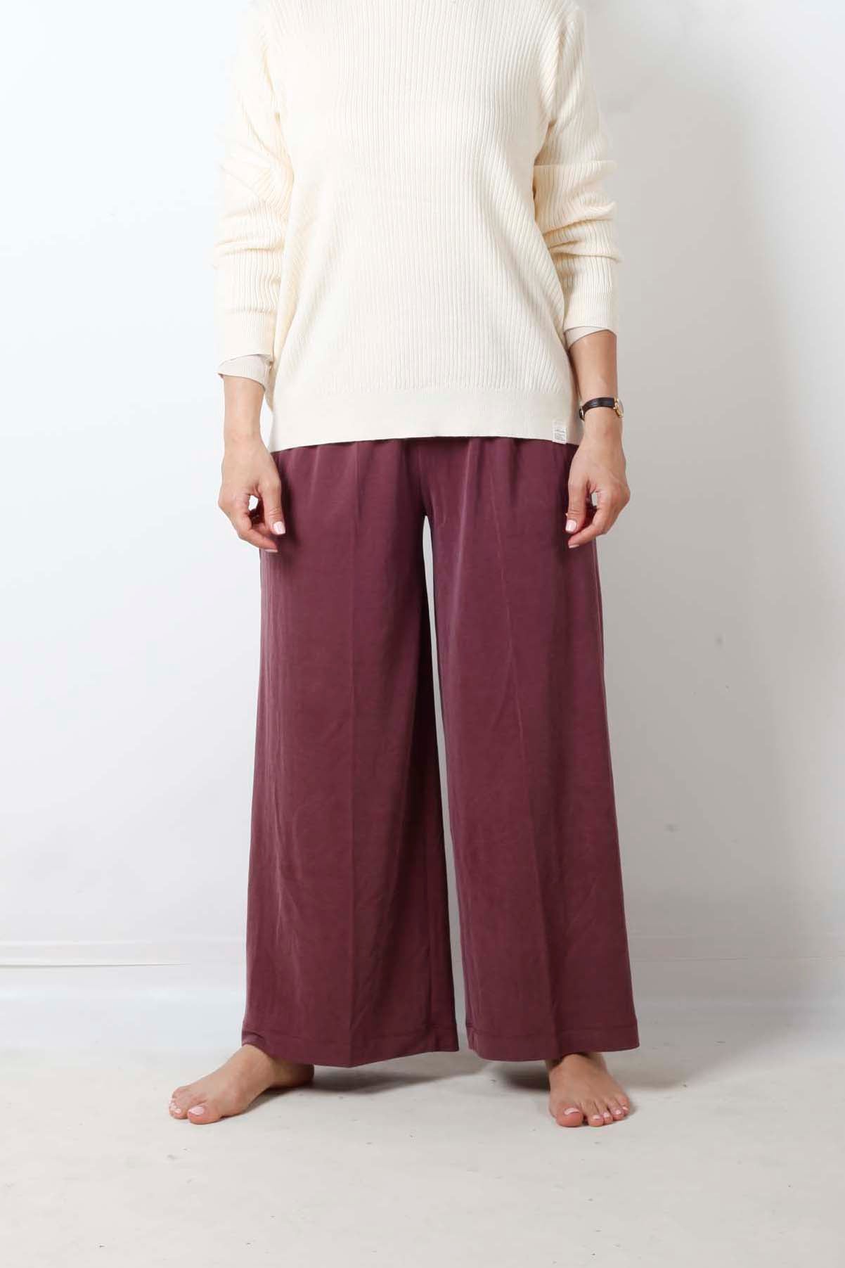 Womens Maroon Loose-Fit Trousers