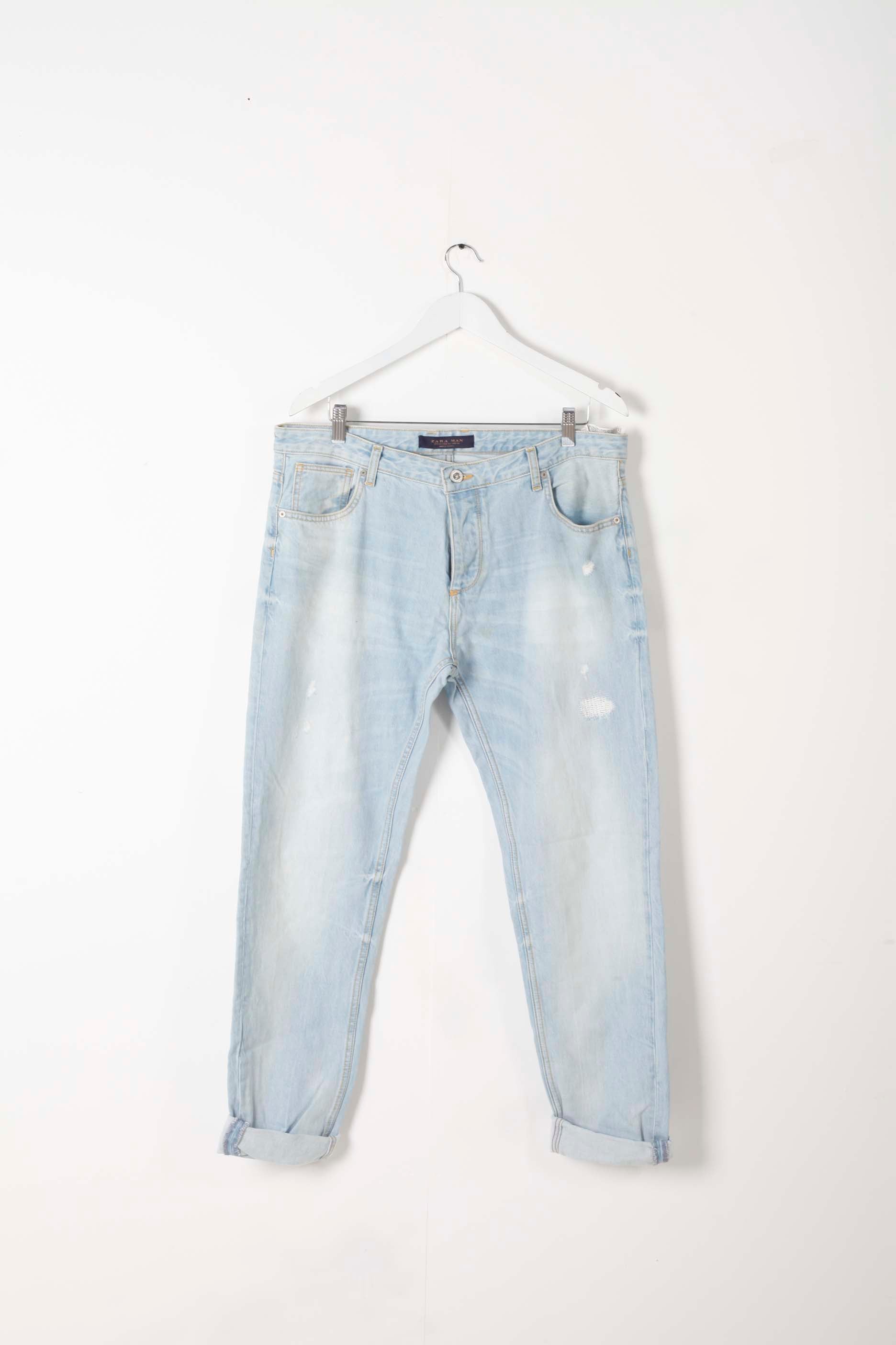 Men's Pale Blue Distressed Jeans