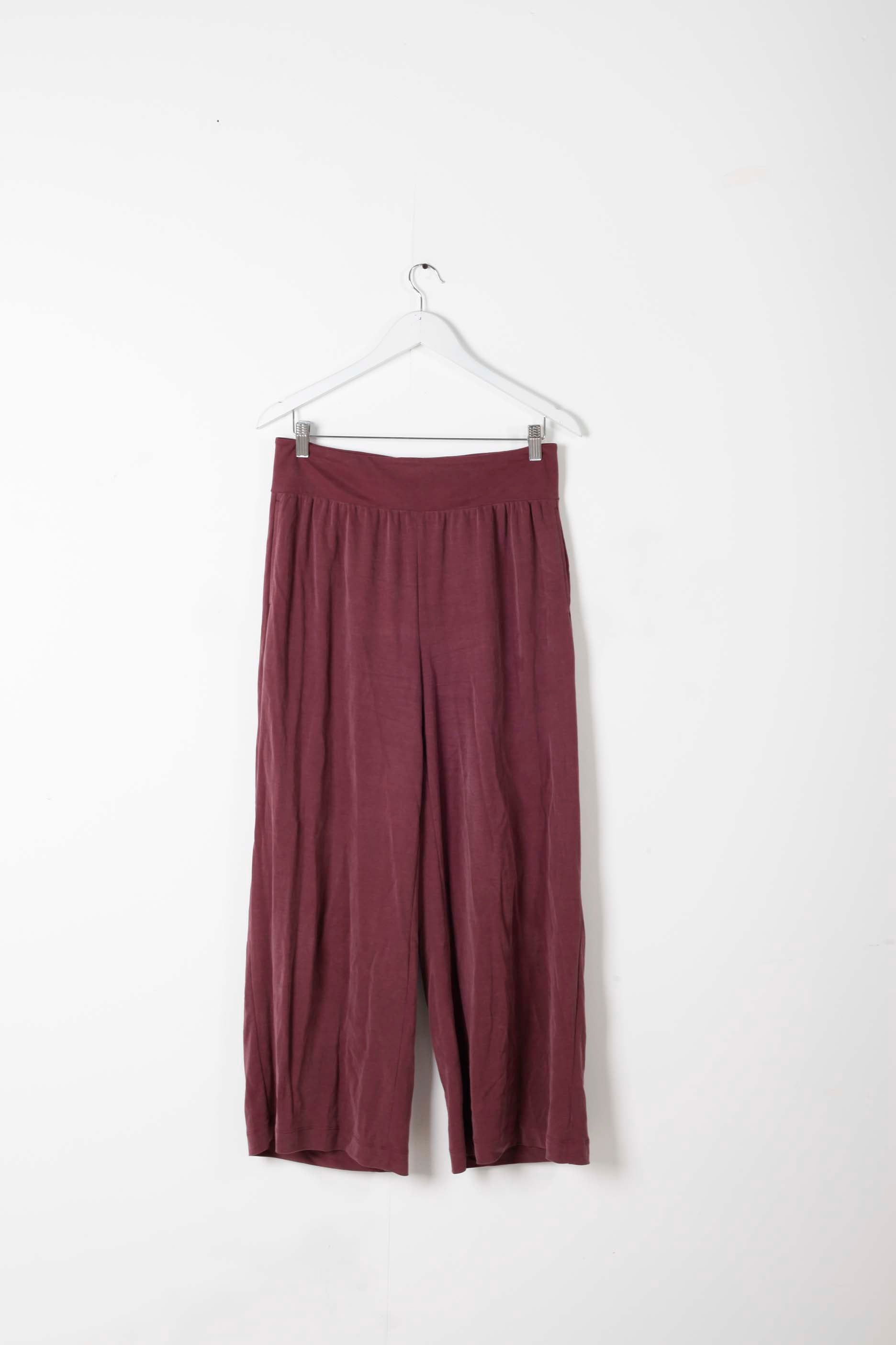 Womens Maroon Loose-Fit Trousers