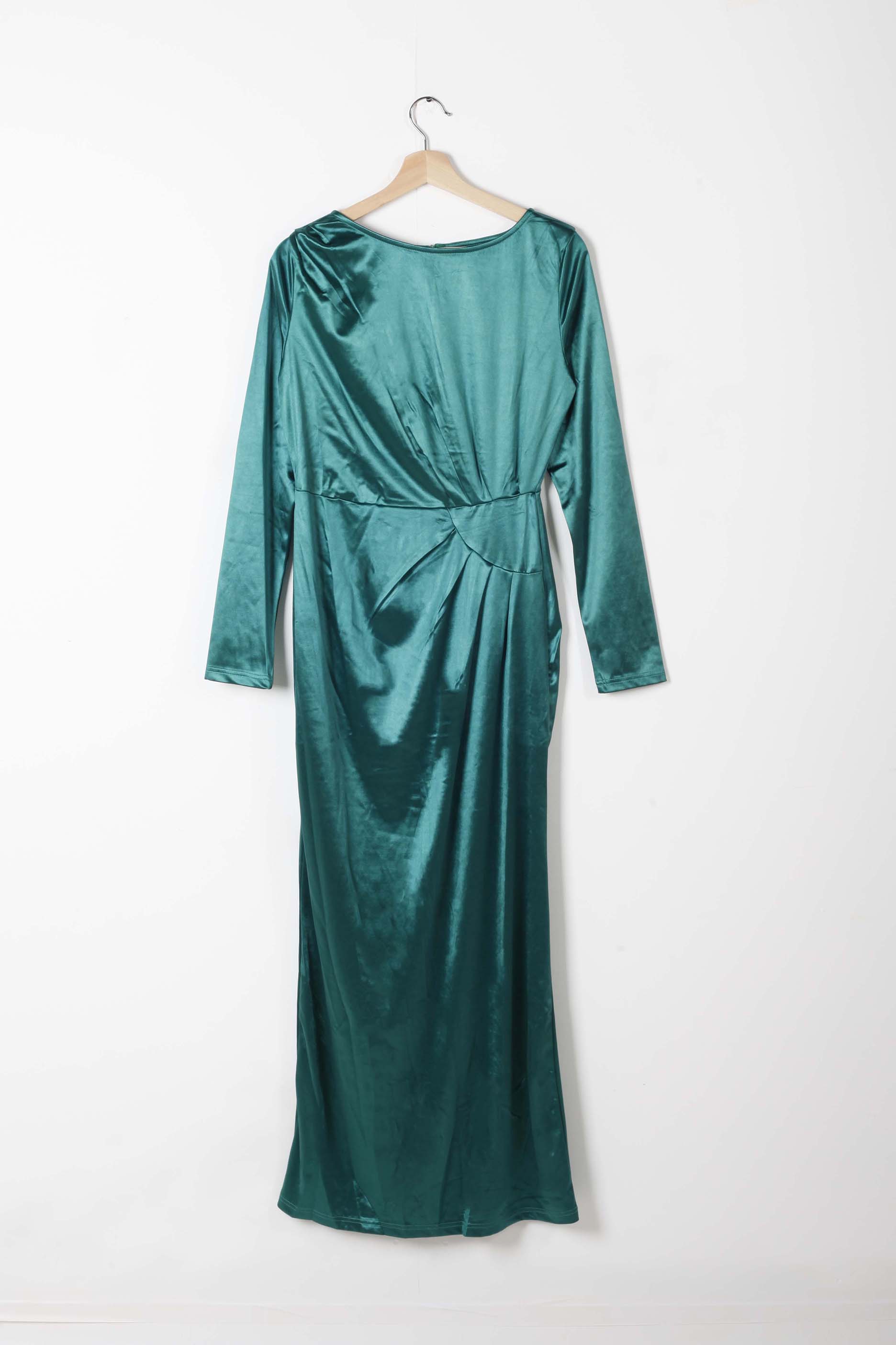 Full-length Emerald Stretch Satin Gown (Eu36-38)