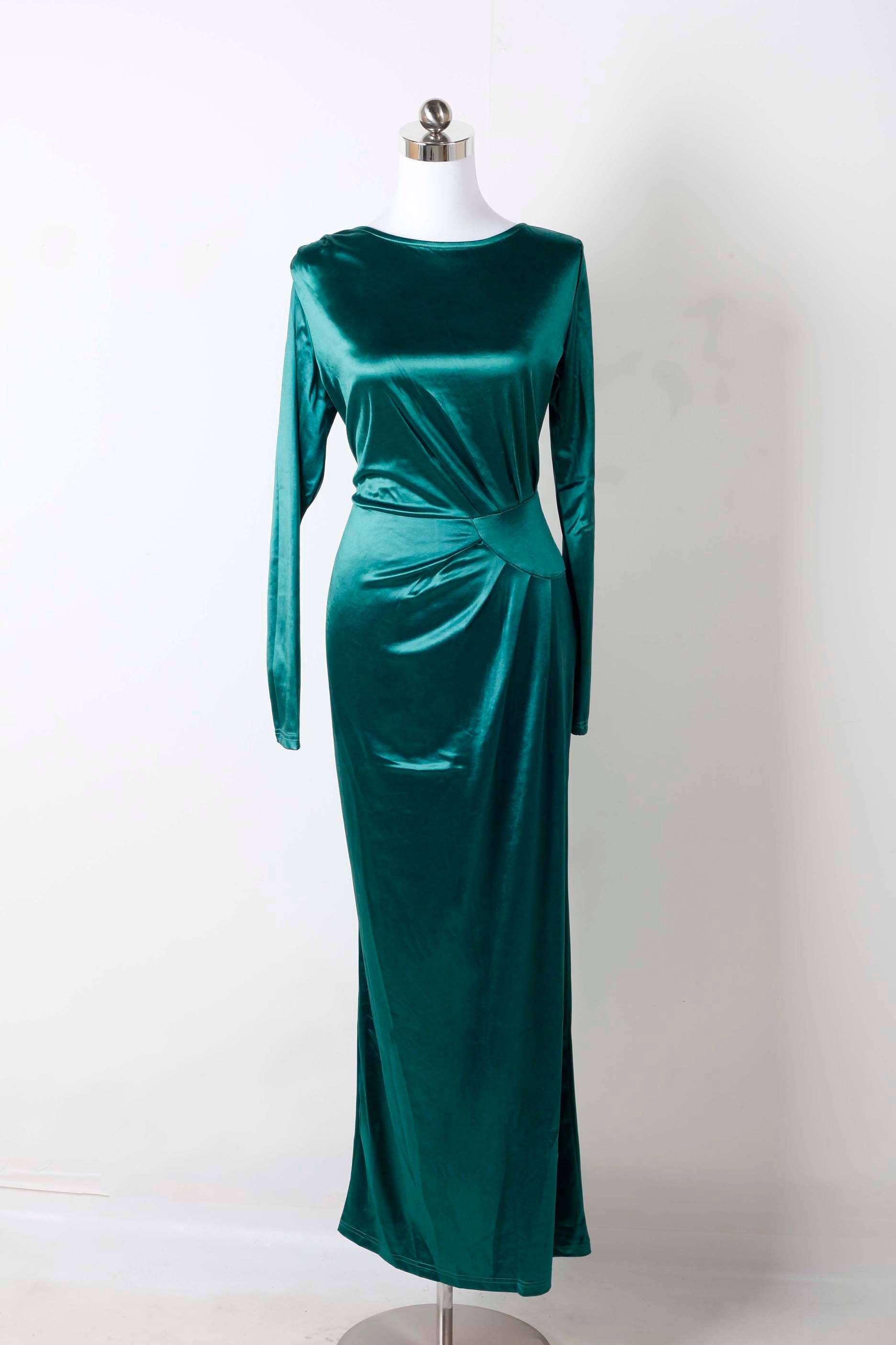 Full-length Emerald Stretch Satin Gown (Eu36-38)