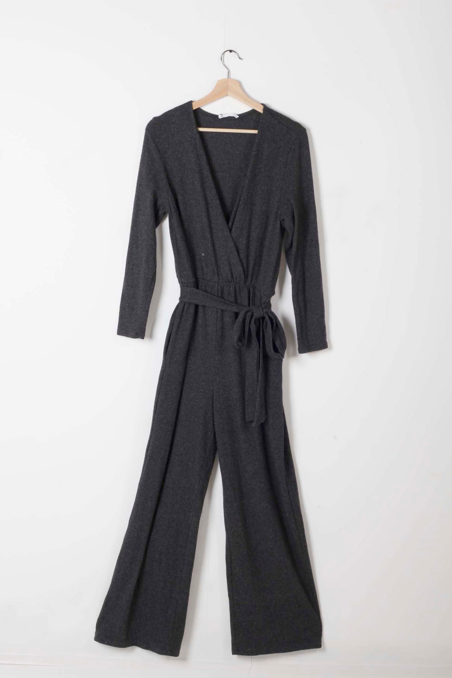 Grey Jersey Tie-Waist Jumpsuit